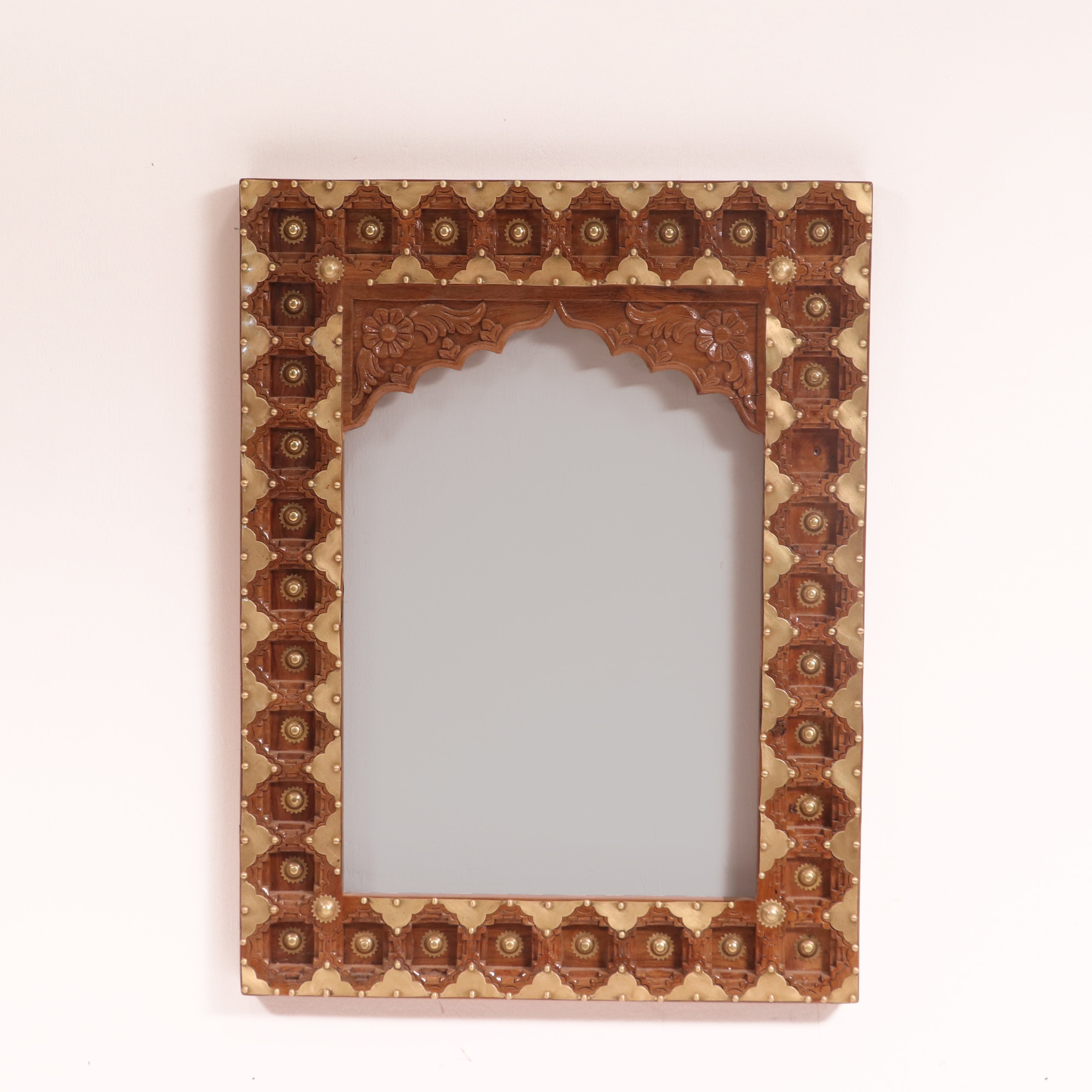 Teak wood brass work traditional Mirror Mirror