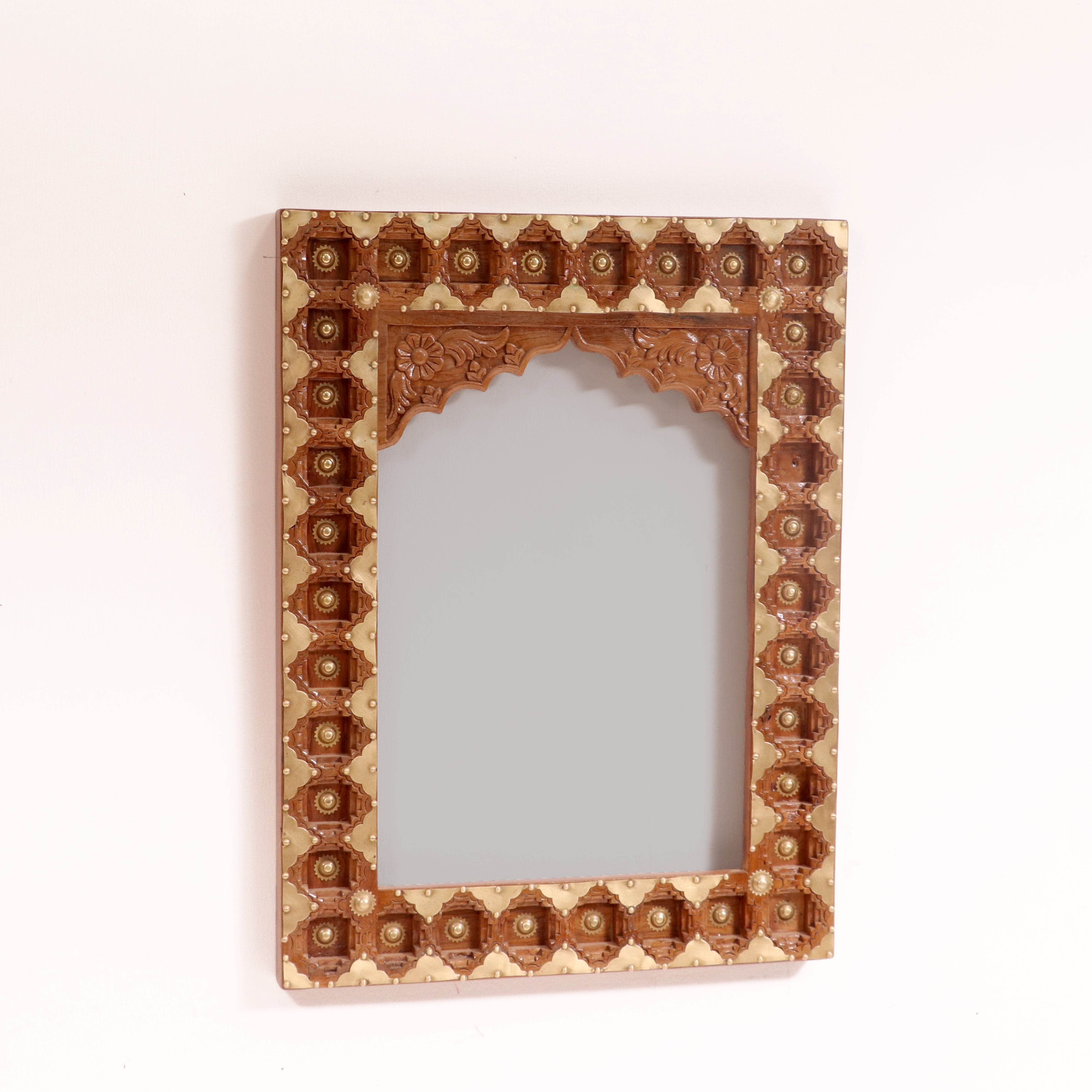 Teak wood brass work traditional Mirror Mirror