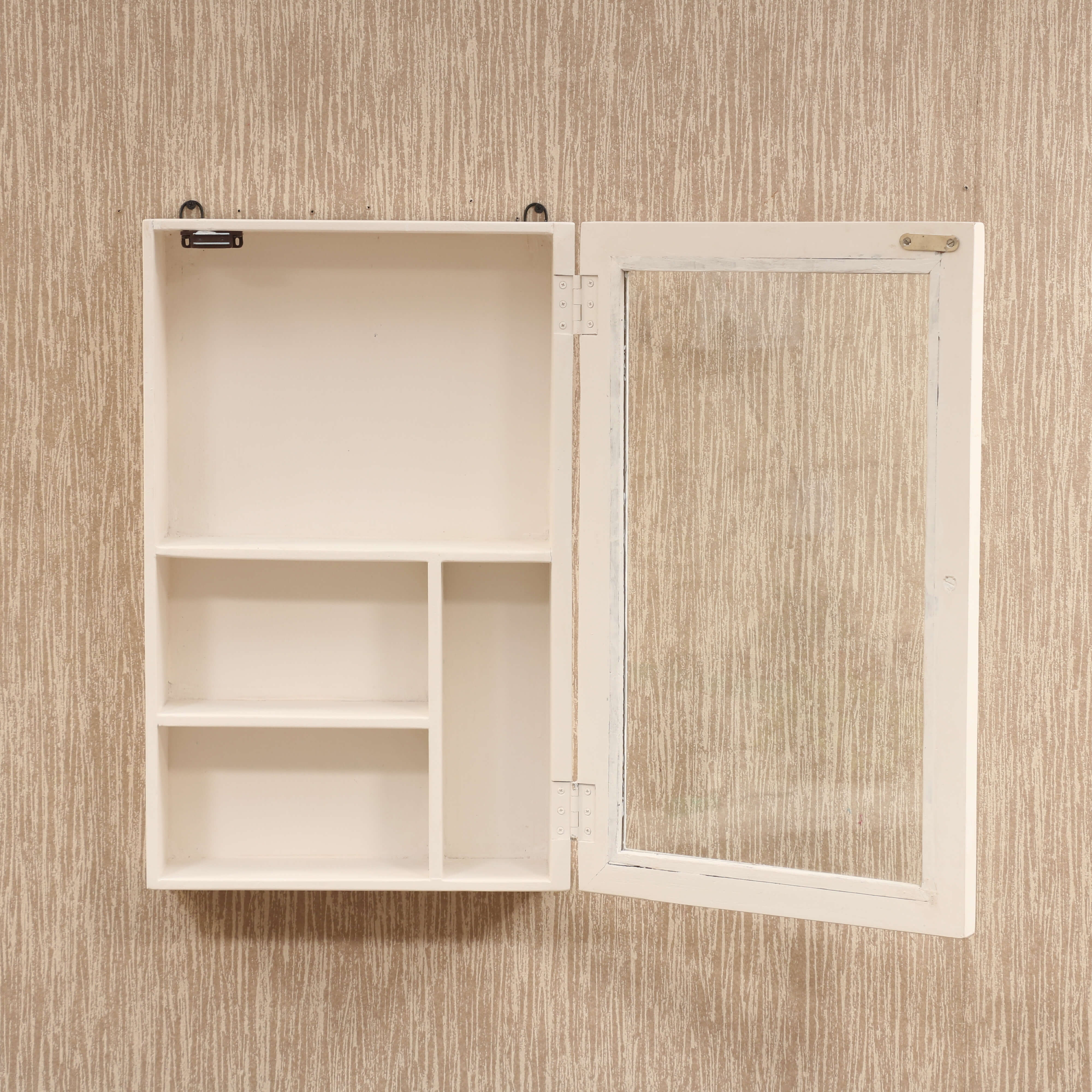 White Chalk Old School Kitchen Organizer Wall Cabinet
