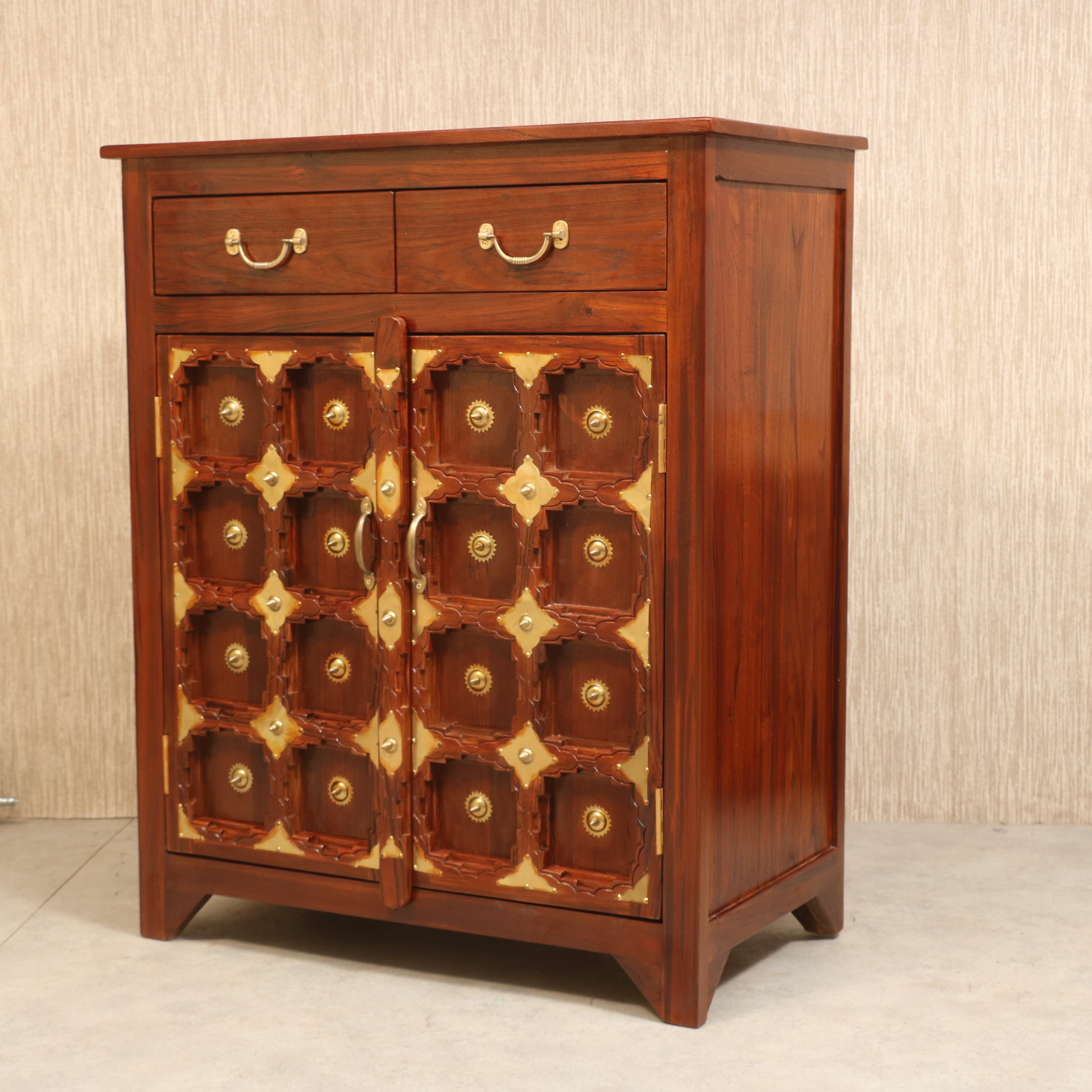 Brass work Carved Cupboard (33 x 18 x 40 Inch) Cupboard