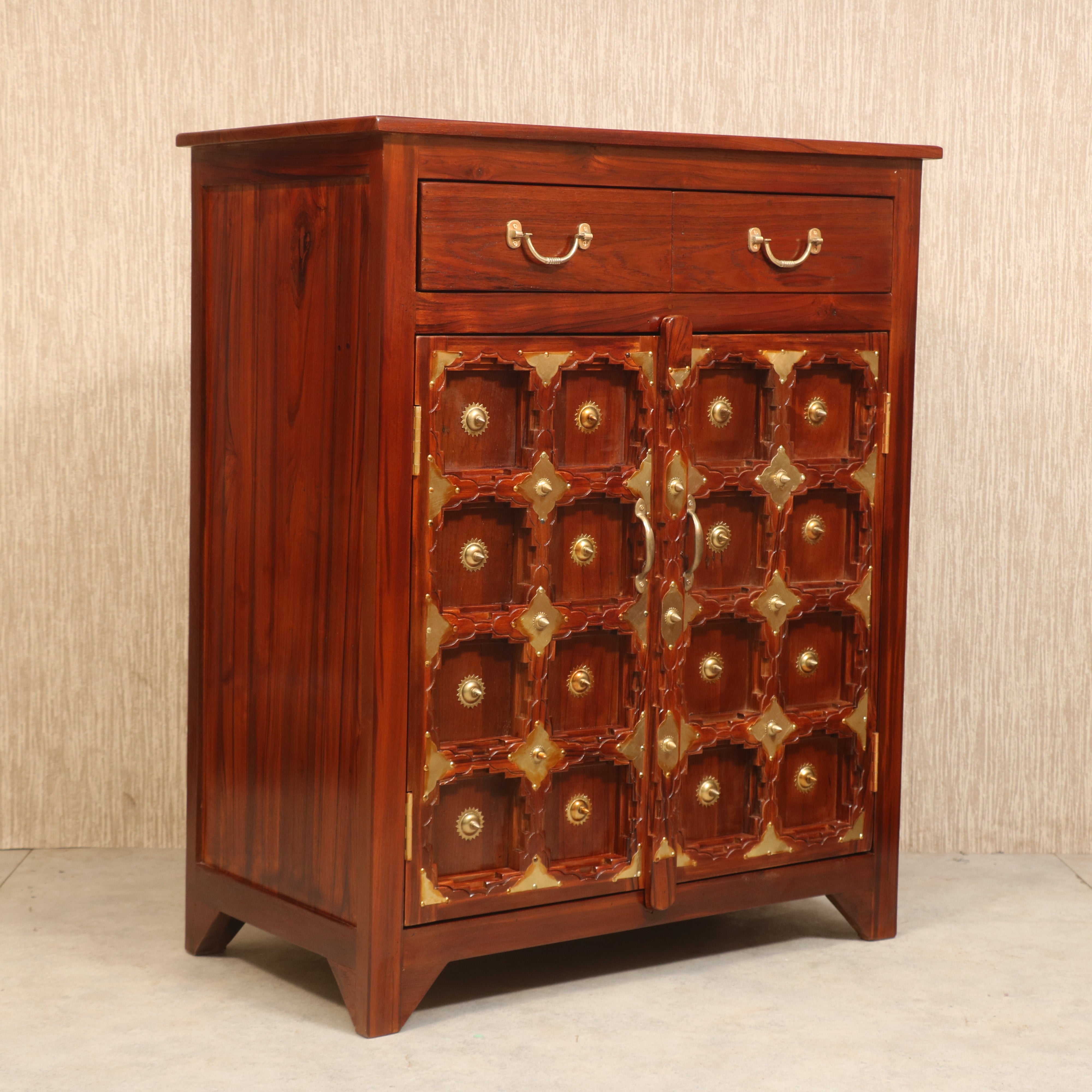 Brass work Carved Cupboard (33 x 18 x 40 Inch) Cupboard