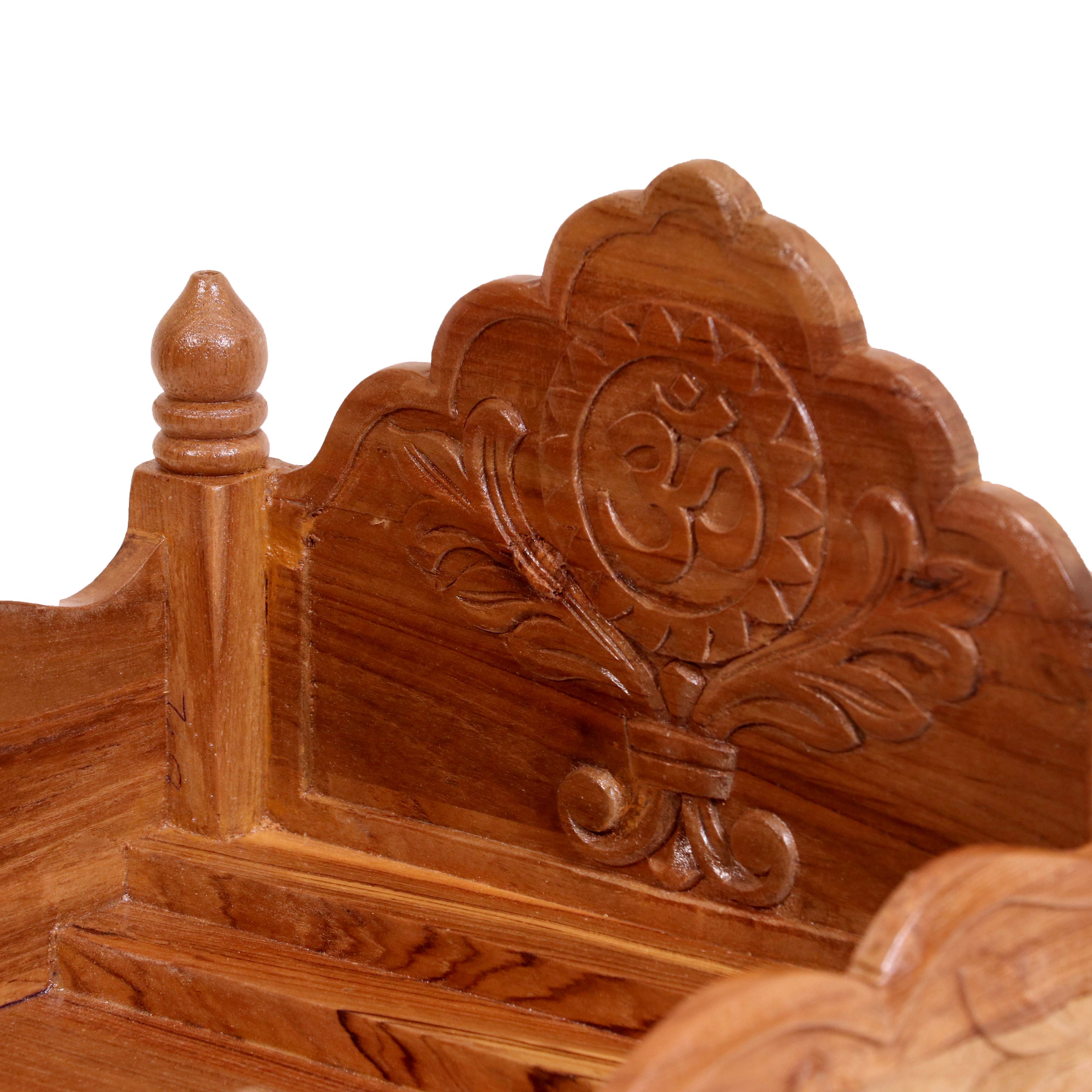 Teak wood Carved maharaja singhasan multi step temple with Tray Temple