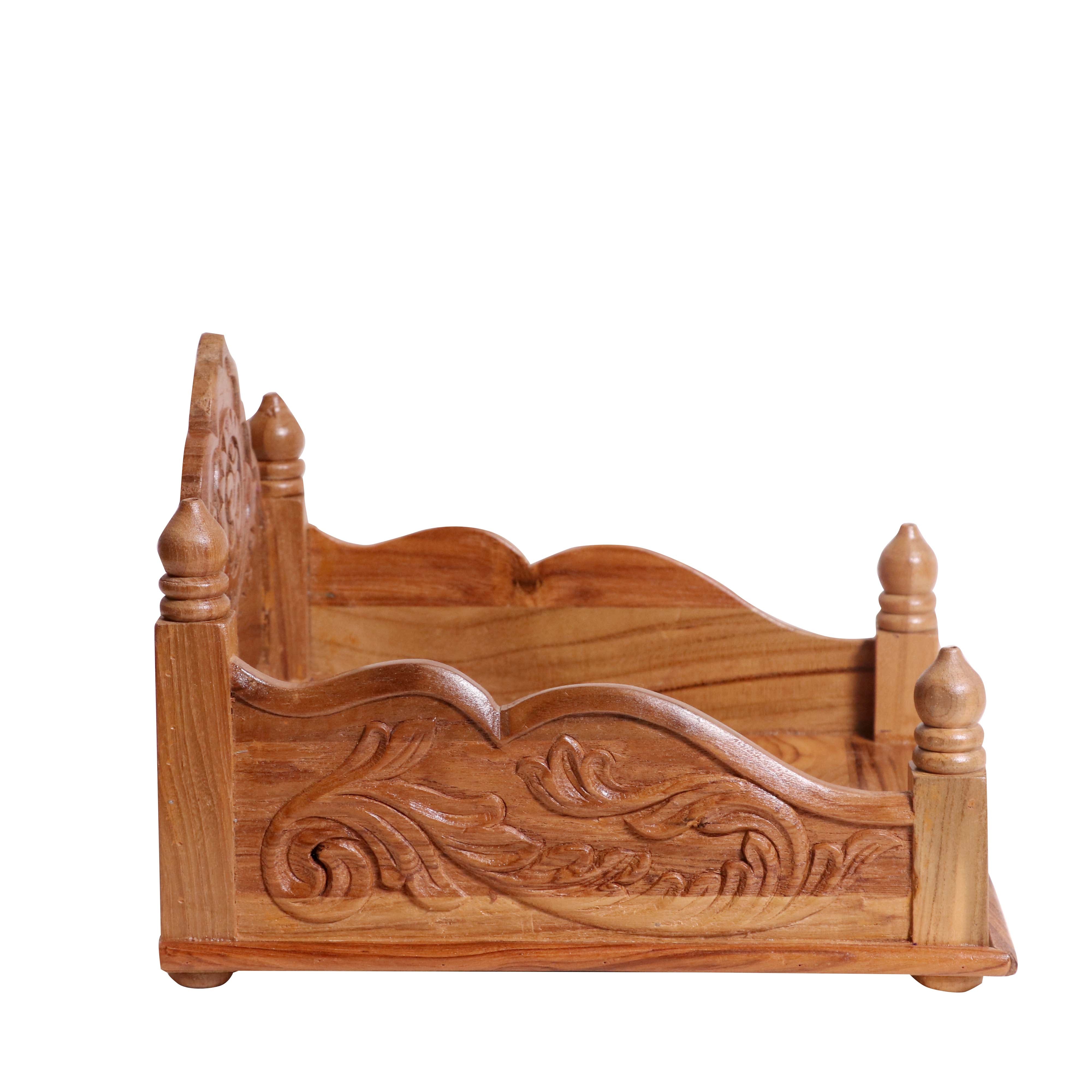 Teak wood Carved maharaja singhasan multi step temple with Tray Temple