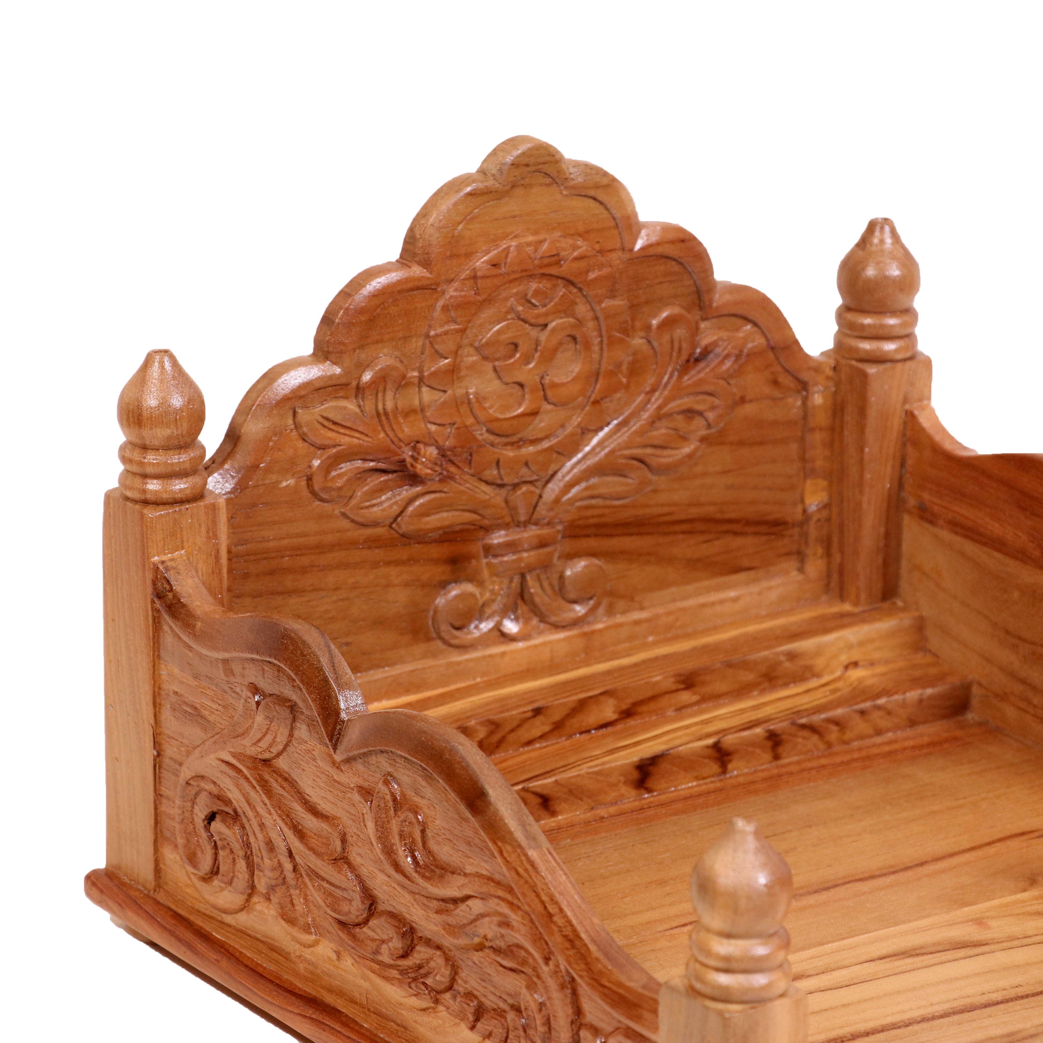 Teak wood Carved maharaja singhasan multi step temple with Tray Temple