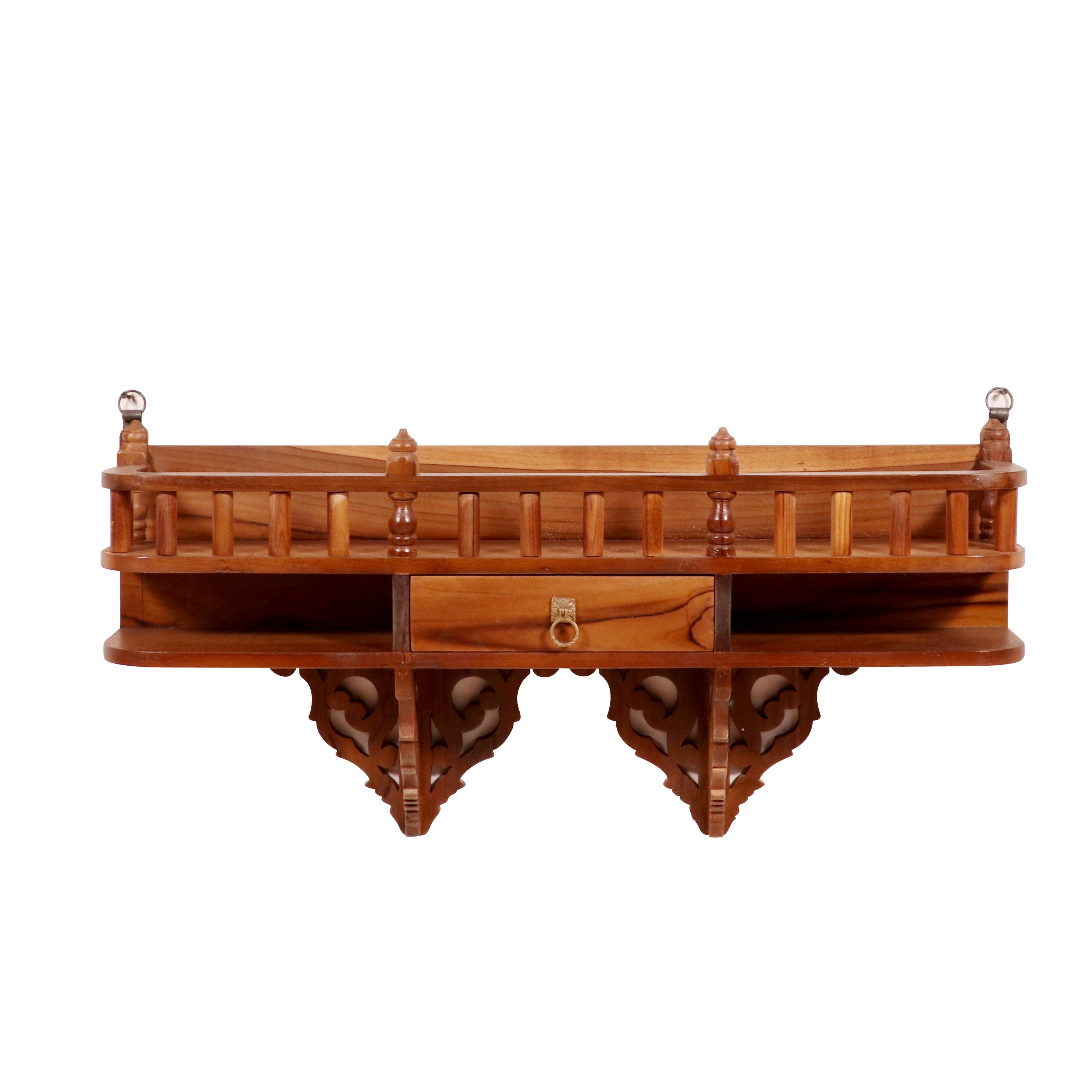 Traditional Teak Southern Minar Inspired Mirror Frame with 1 Drawer Mirror
