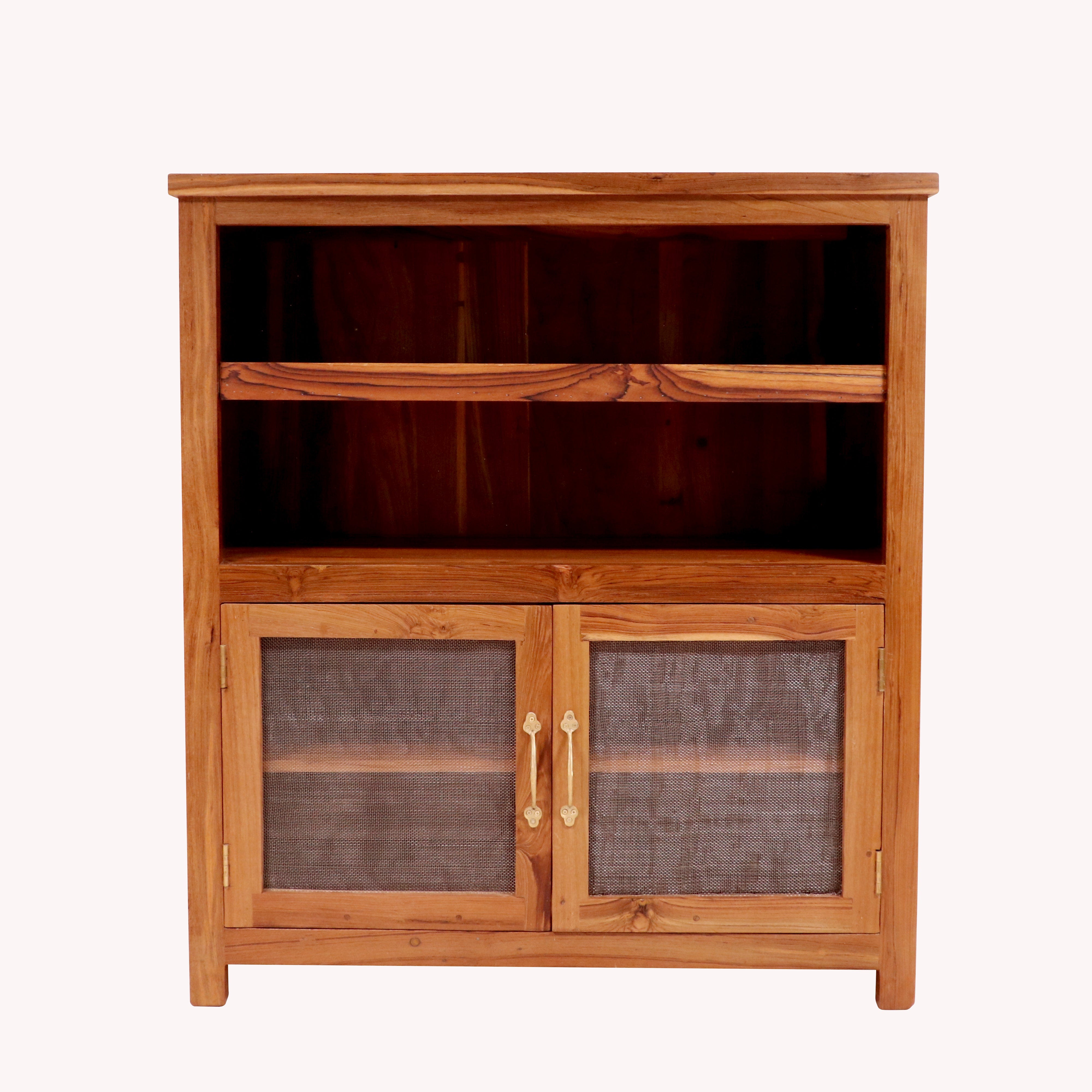 Teak wood wire mesh double door storage cupboard Cupboard
