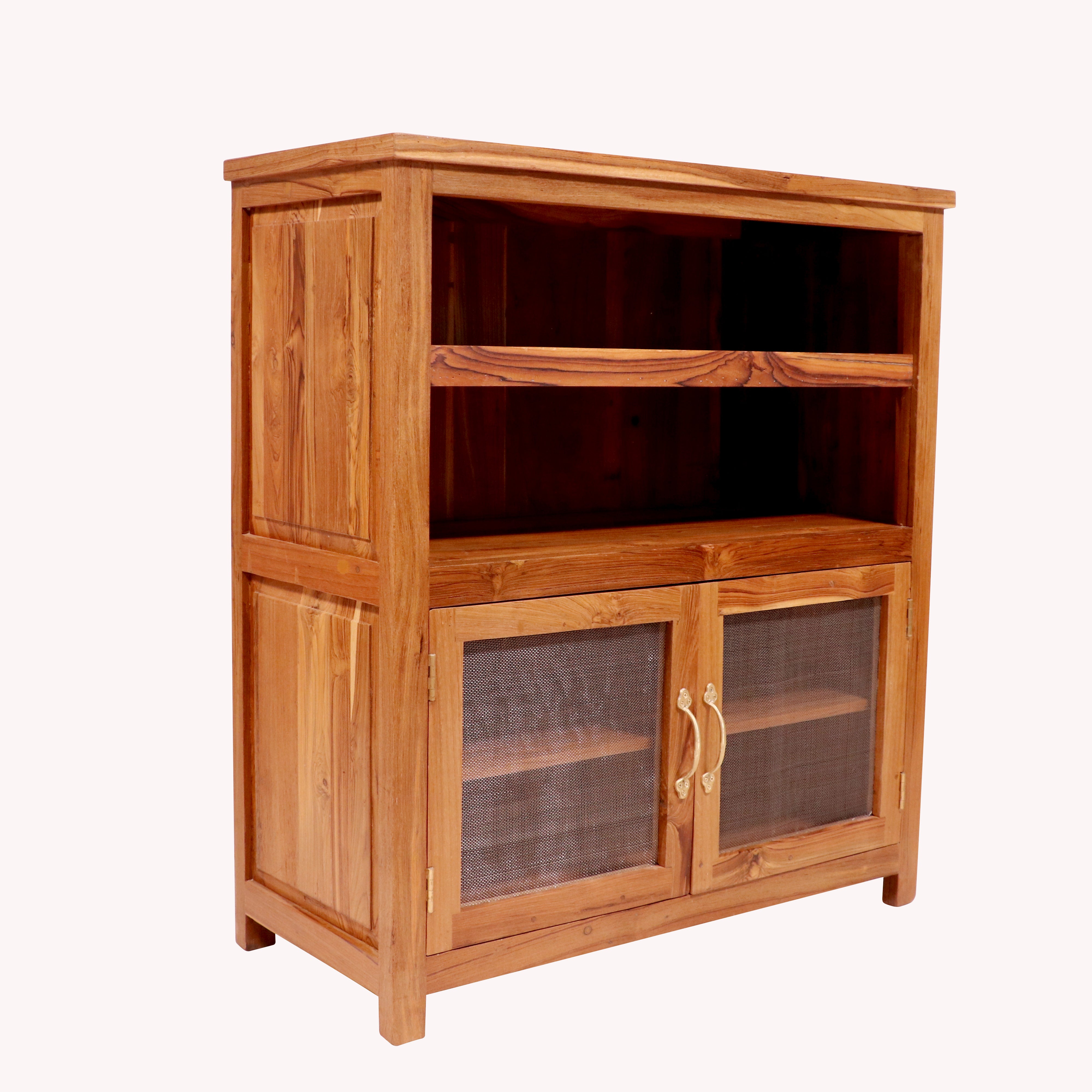 Teak wood wire mesh double door storage cupboard Cupboard