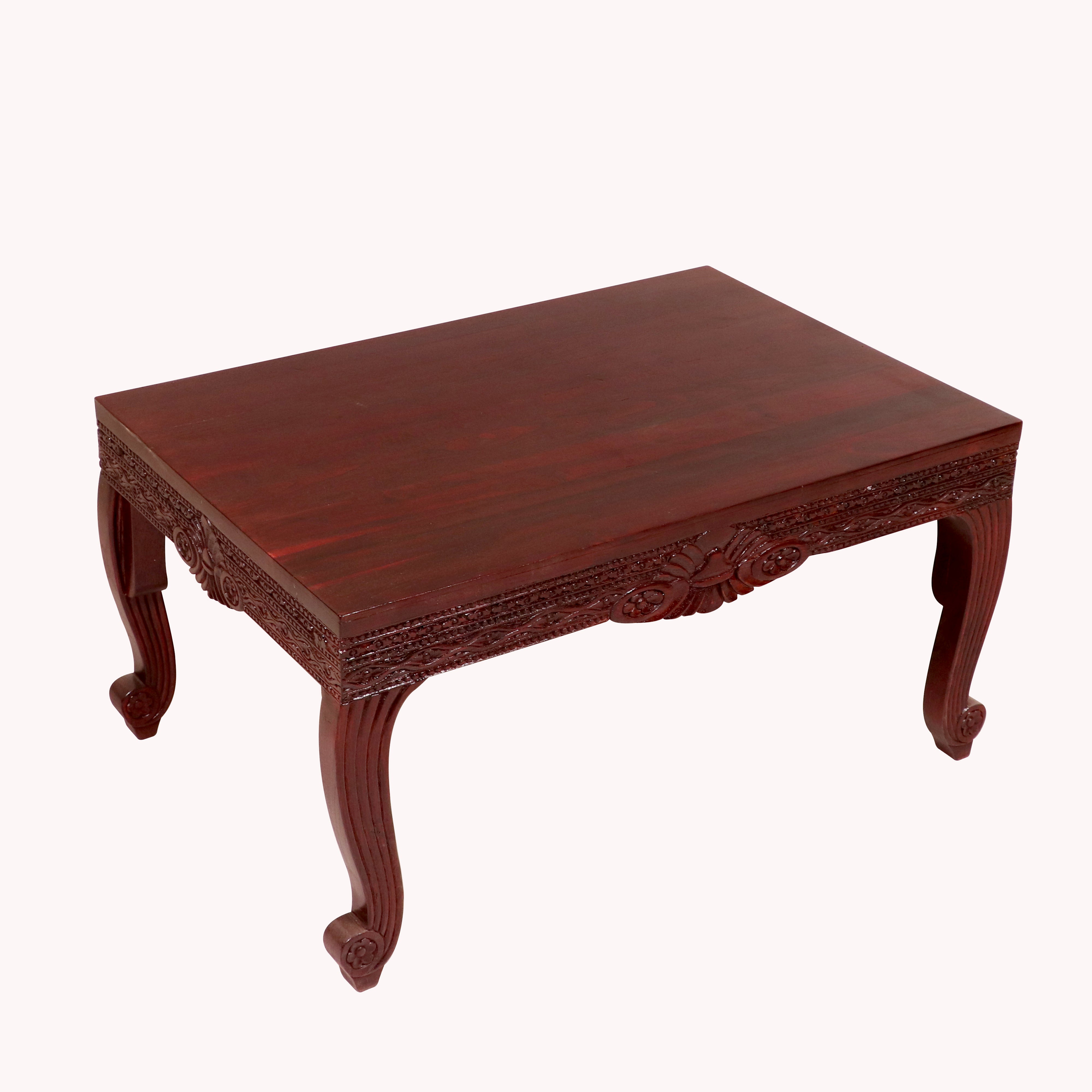 Wide Teak folk carved coffee Table Coffee Table