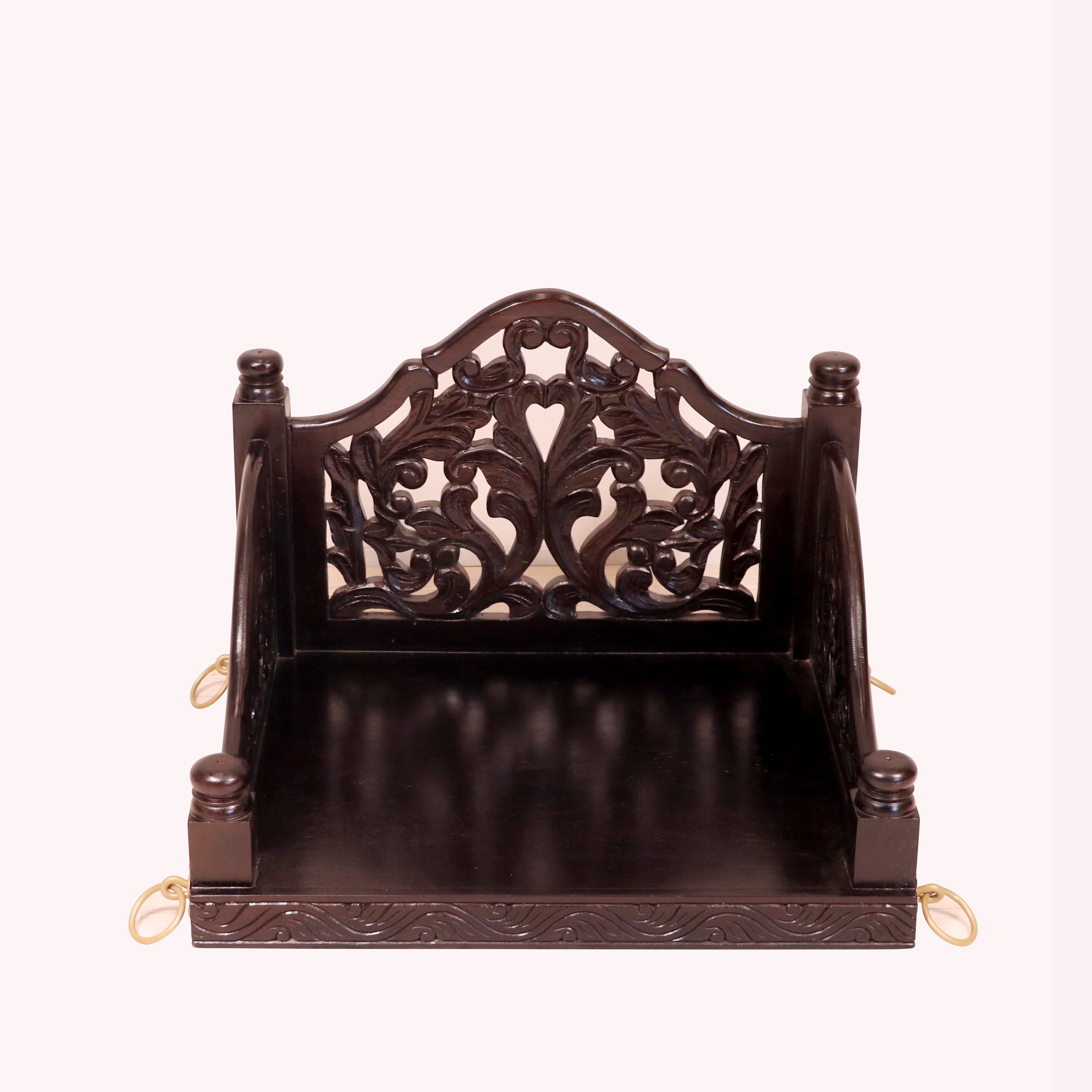Dark tone carved single seater swing Swing