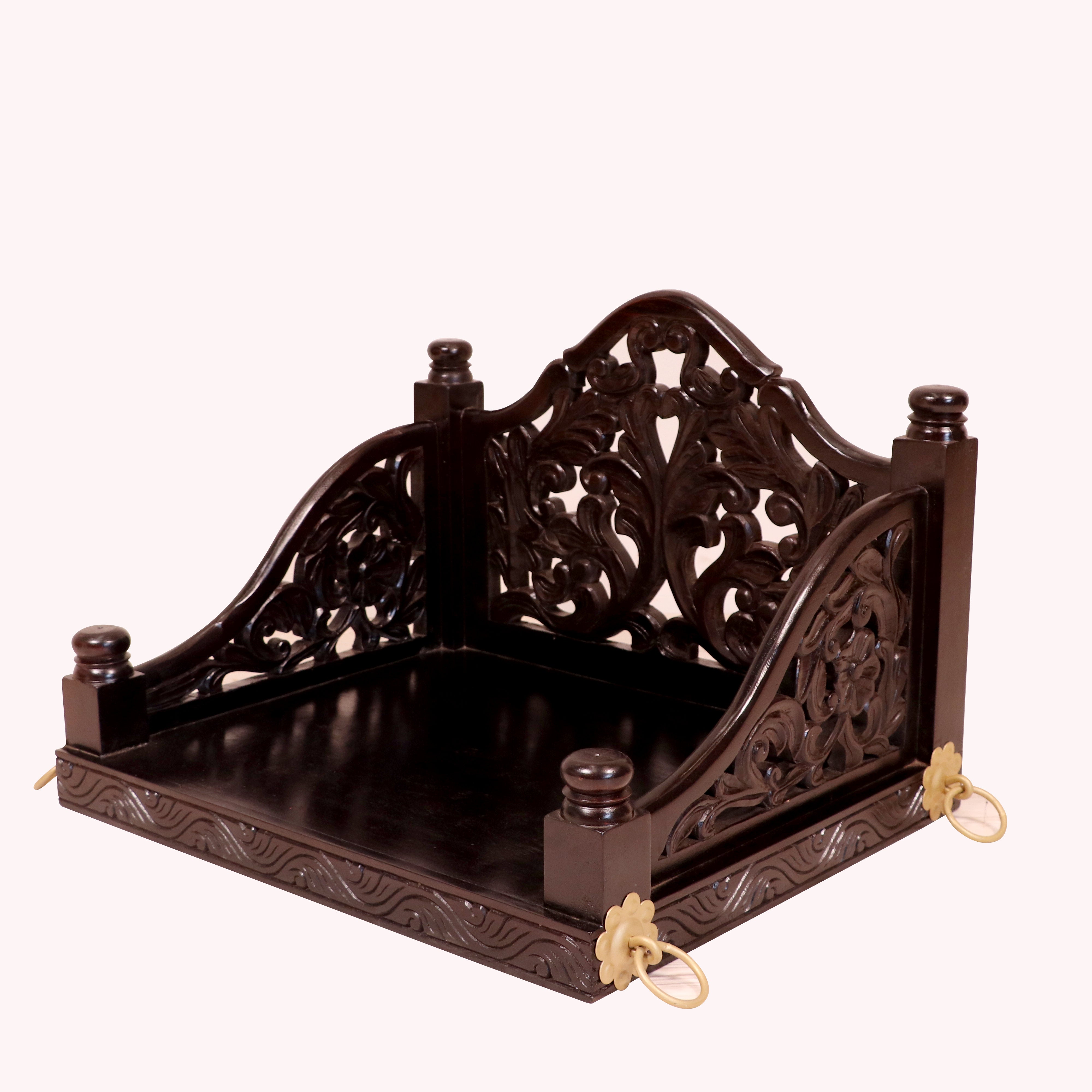 Dark tone carved single seater swing Swing