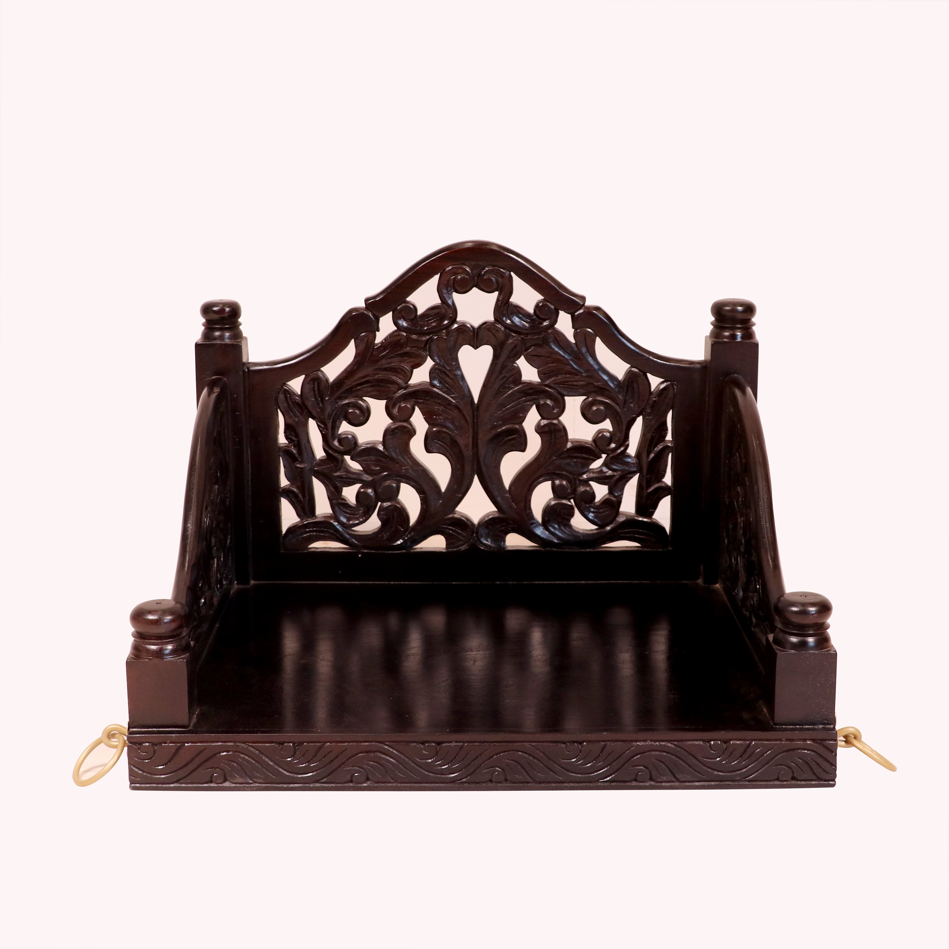 Dark tone carved single seater swing Swing