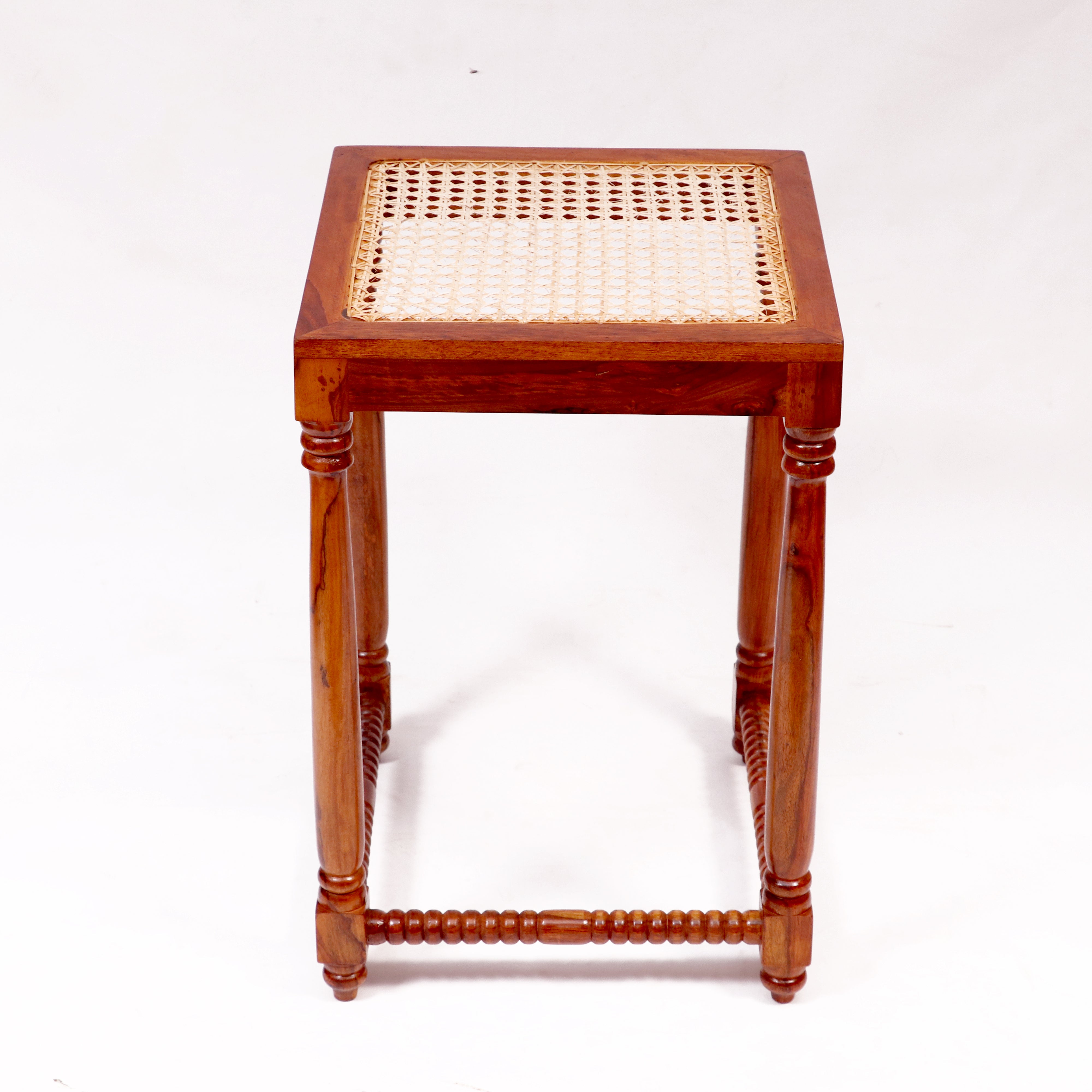 Classic Wooden Cane Nest Tables (Stool) Stool