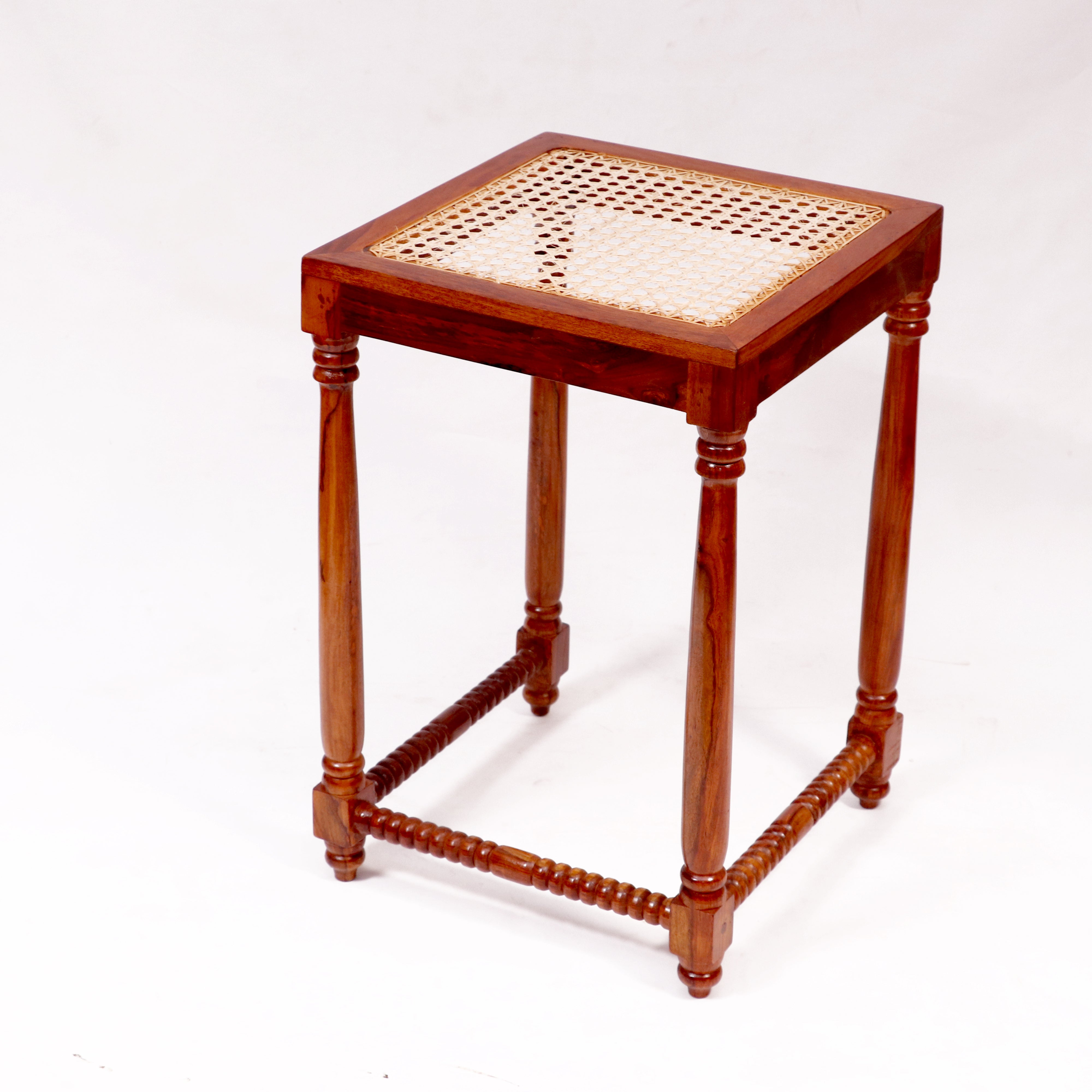 Classic Wooden Cane Nest Tables (Stool) Stool