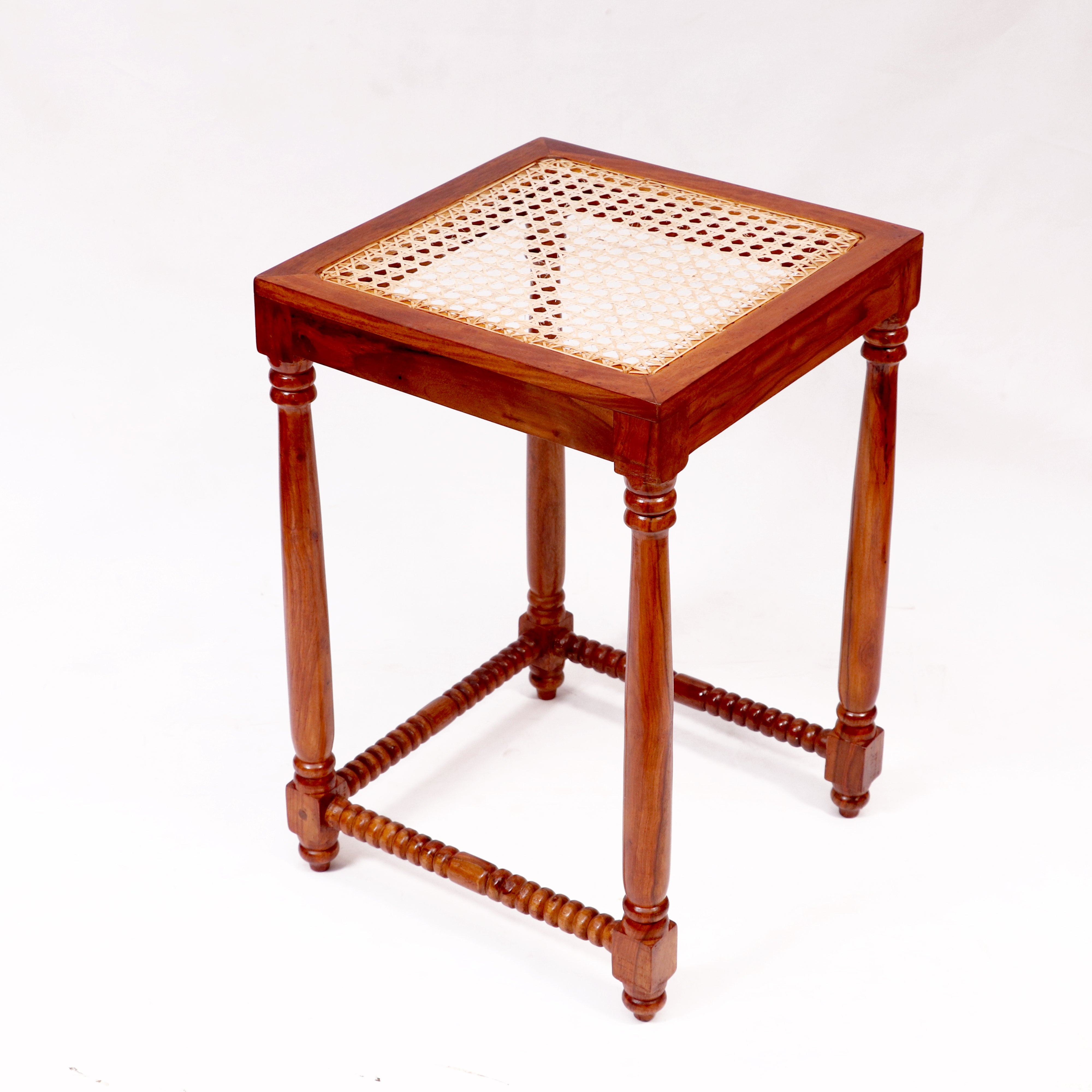 Classic Wooden Cane Nest Tables (Stool) Stool