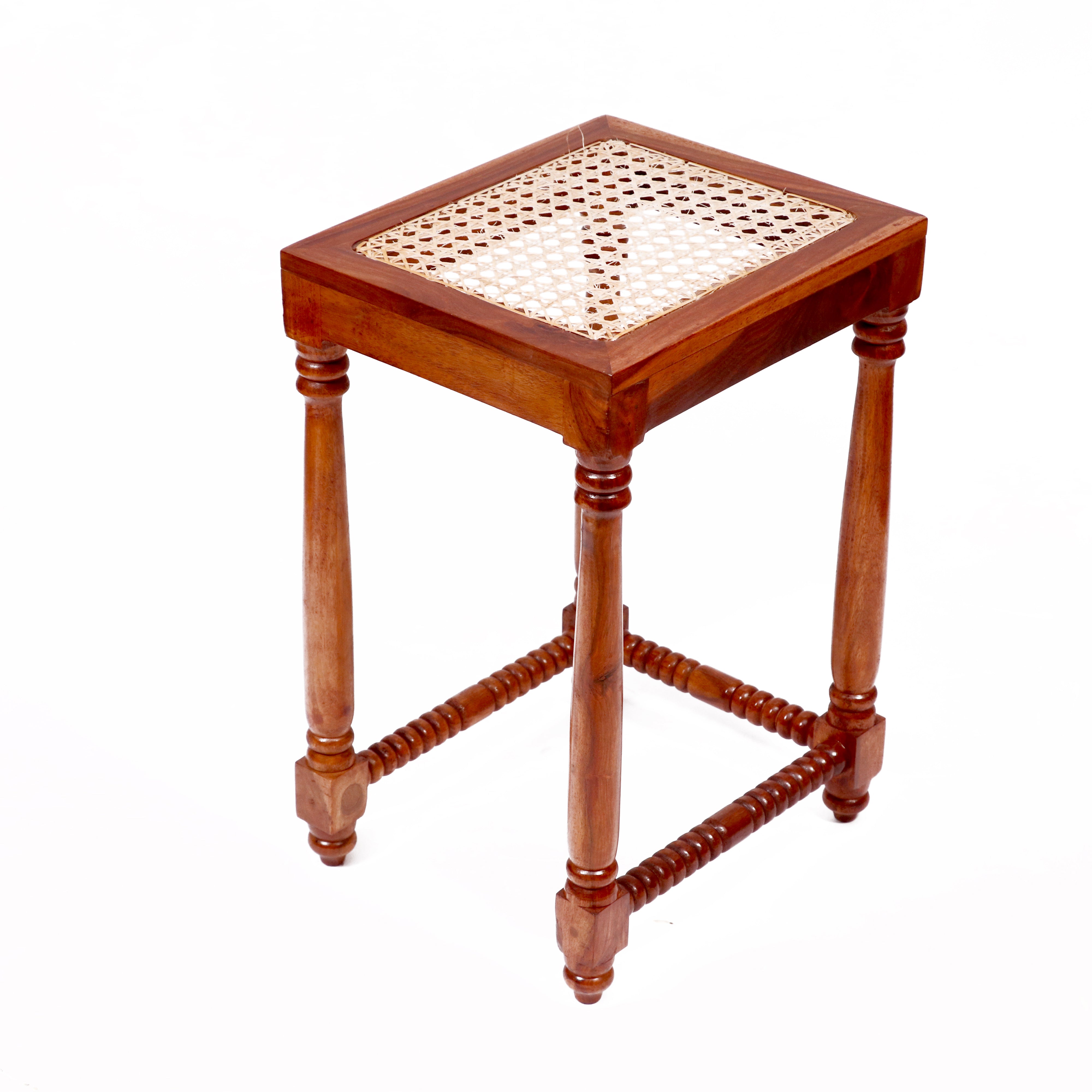 Classic Wooden Cane Nest Tables (Stool) Stool