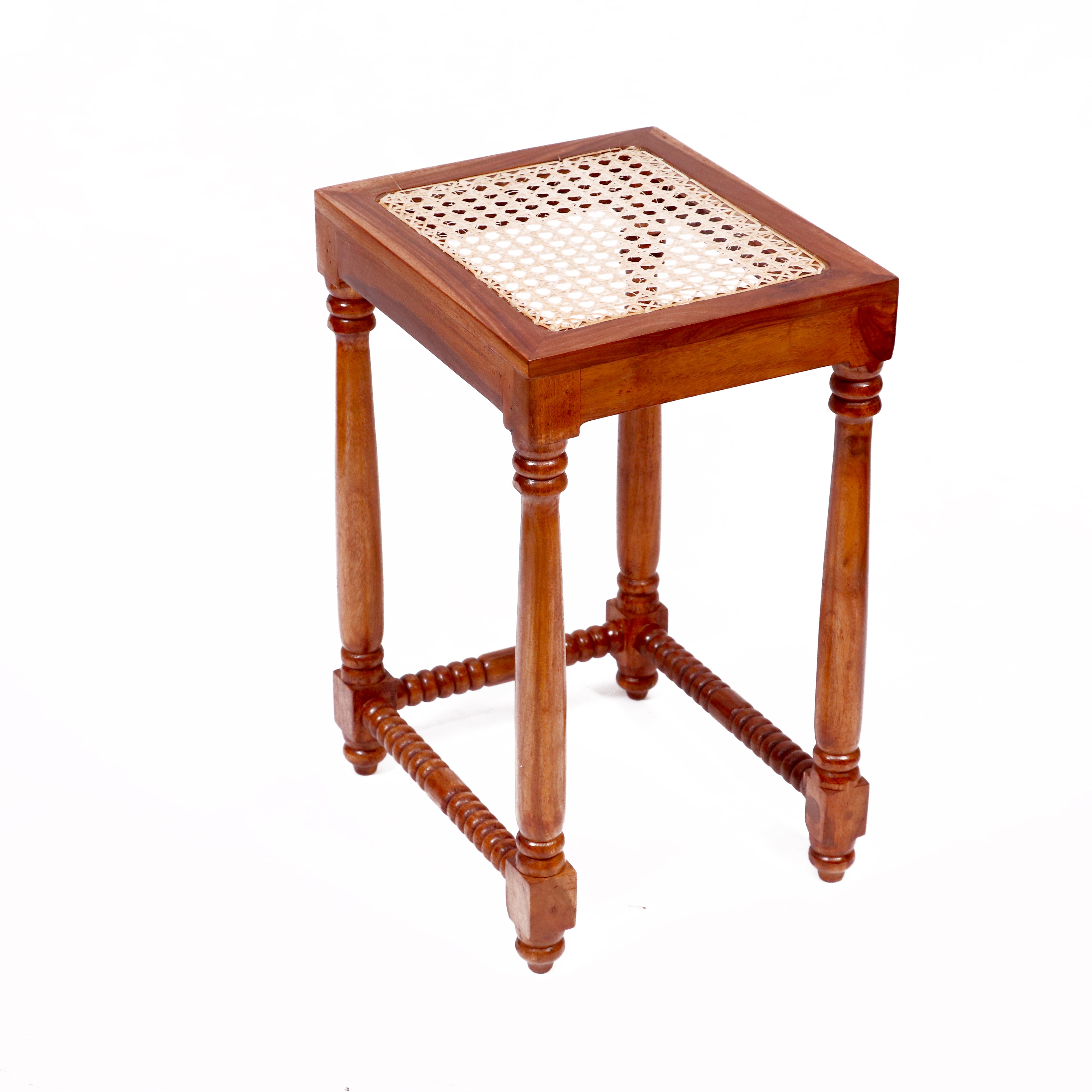 Classic Wooden Cane Nest Tables (Stool) Stool