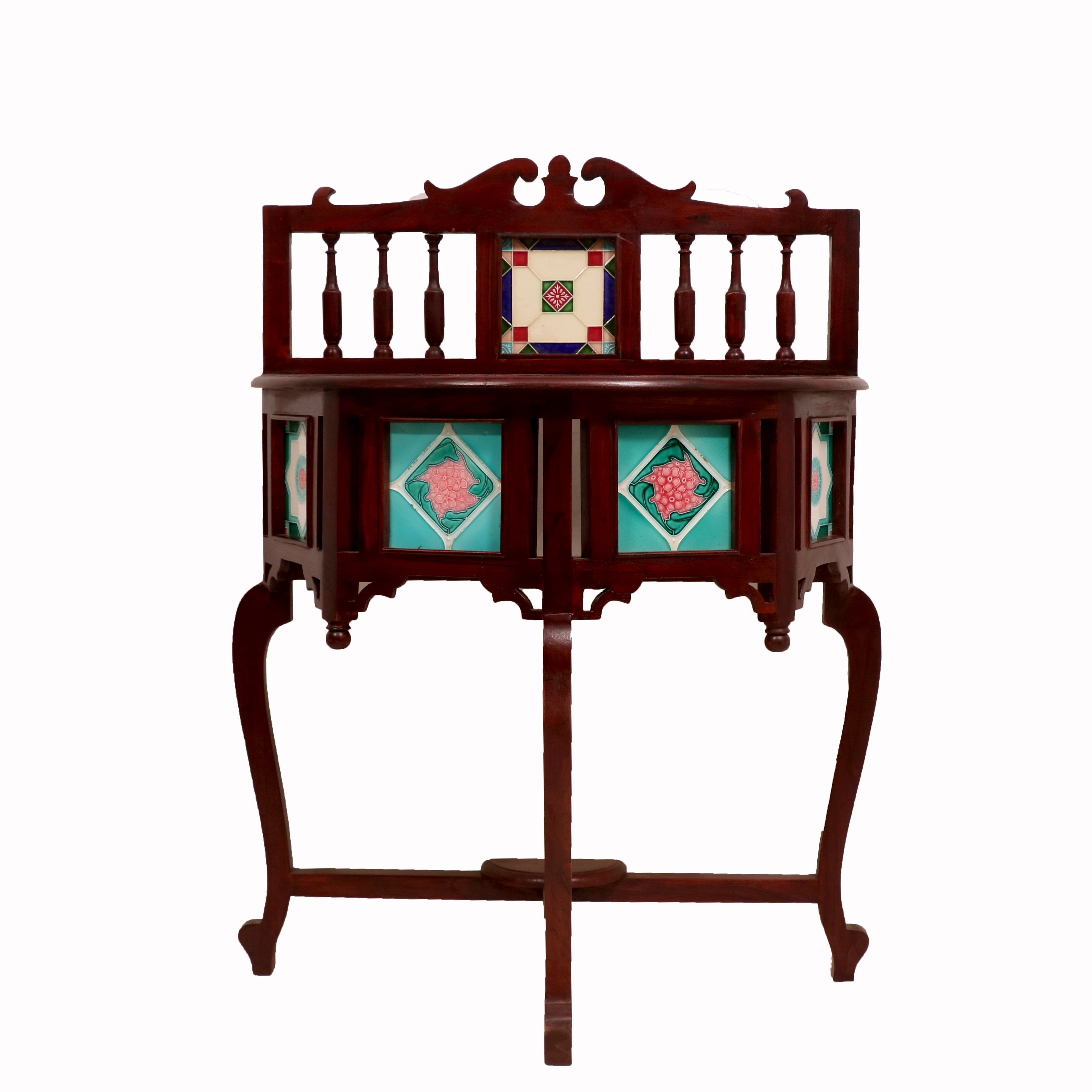 Geometric Vintage D Shaped Table Console Table