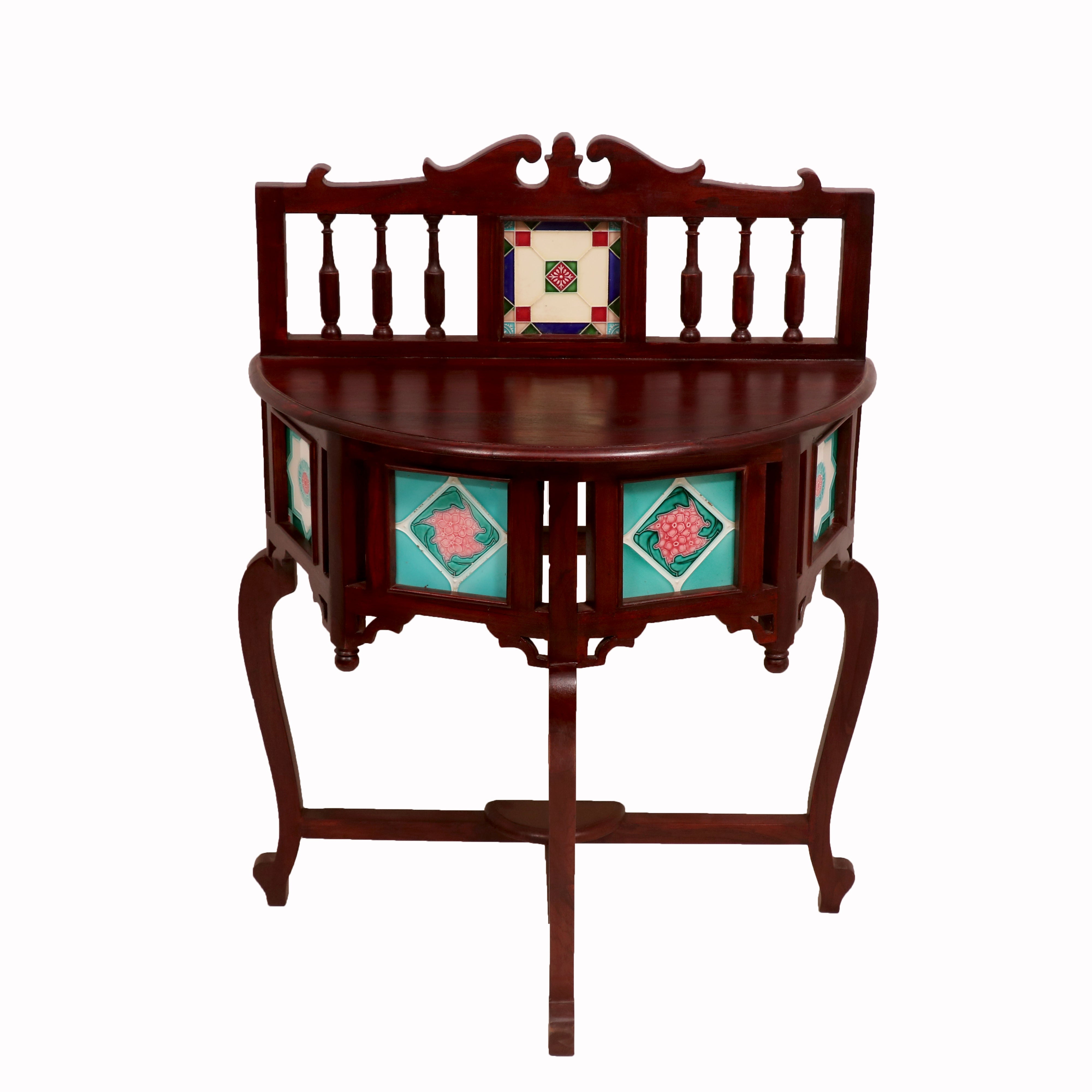 Geometric Vintage D Shaped Table Console Table