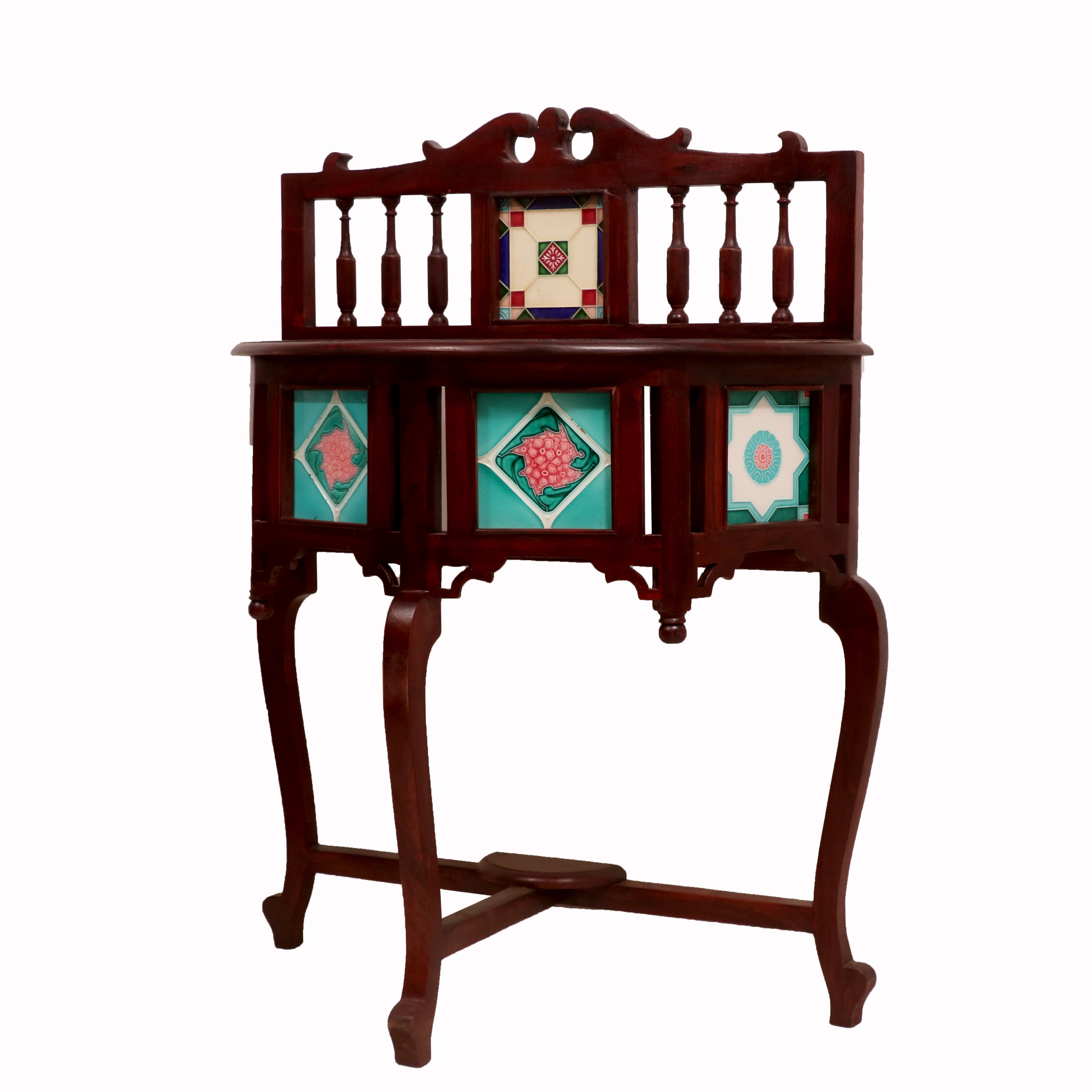 Geometric Vintage D Shaped Table Console Table