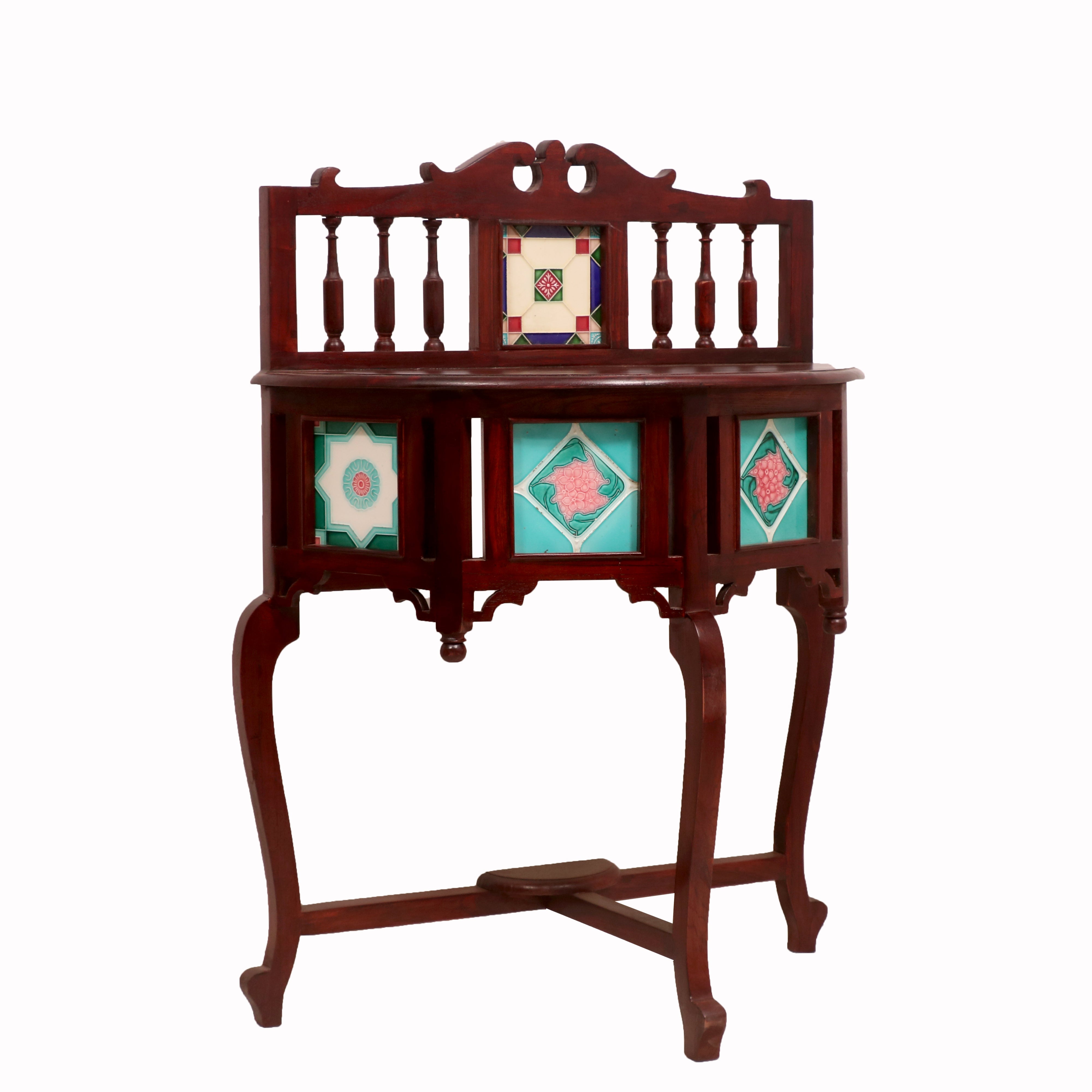 Geometric Vintage D Shaped Table Console Table