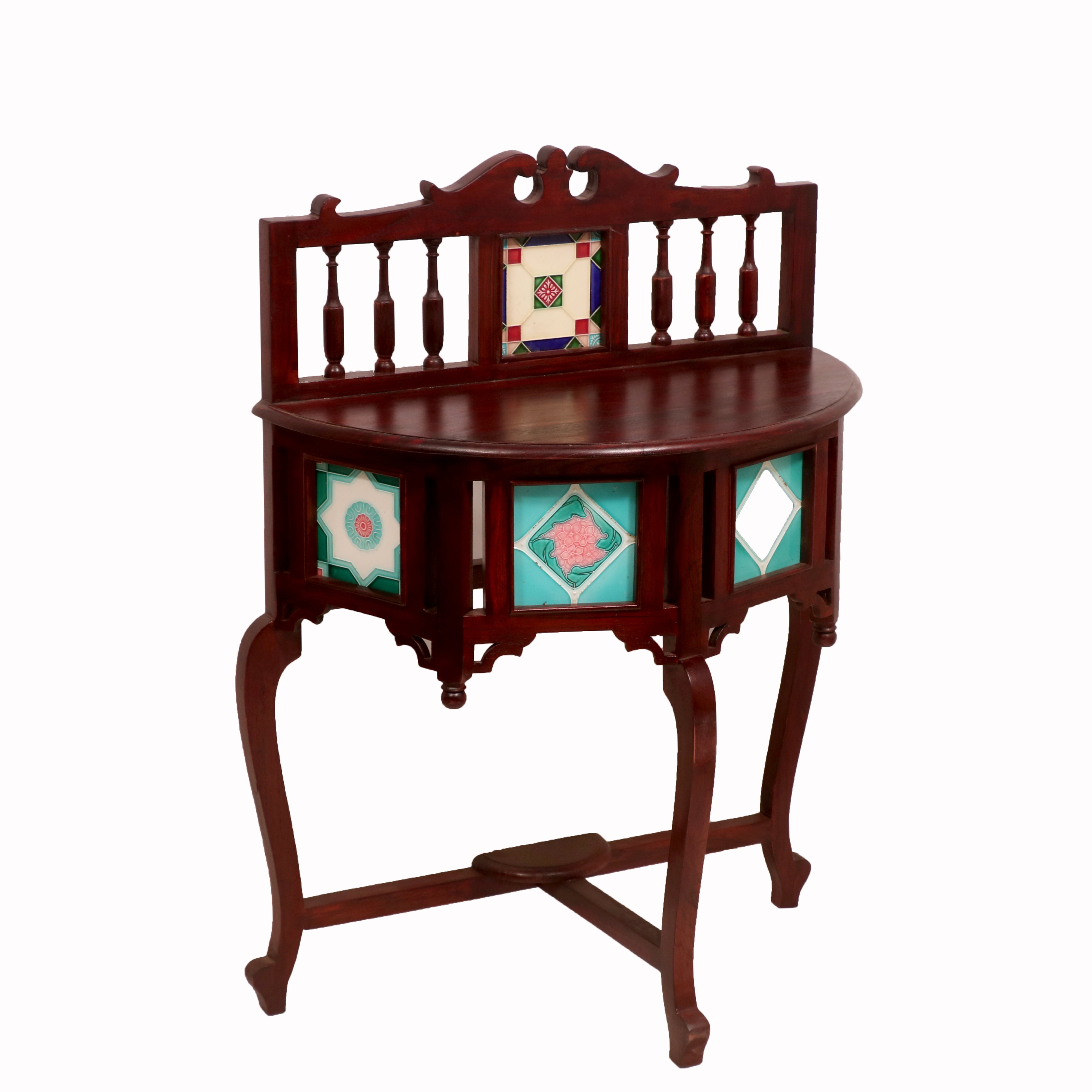 Geometric Vintage D Shaped Table Console Table