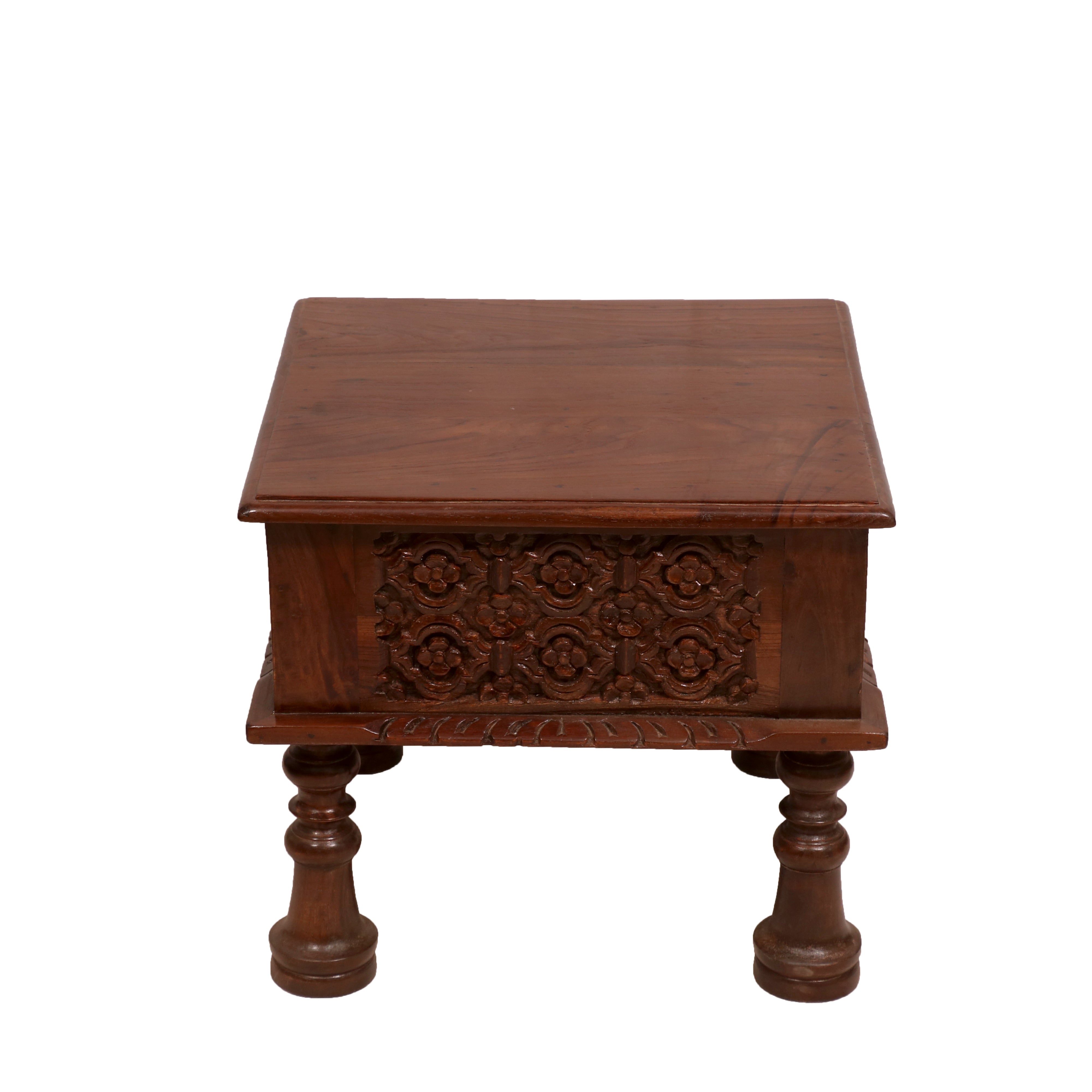 Rustic Carved End Table End Table