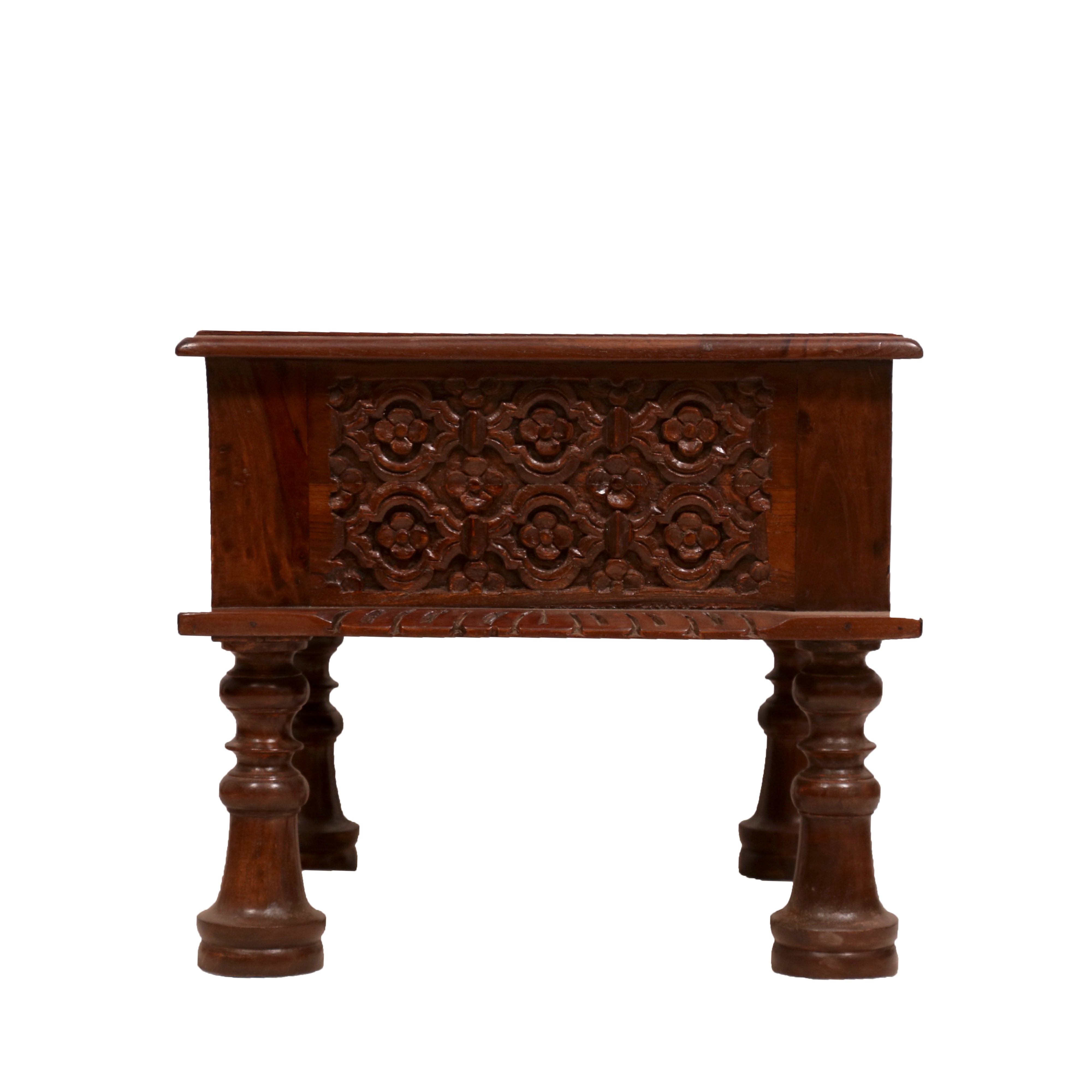 Rustic Carved End Table End Table