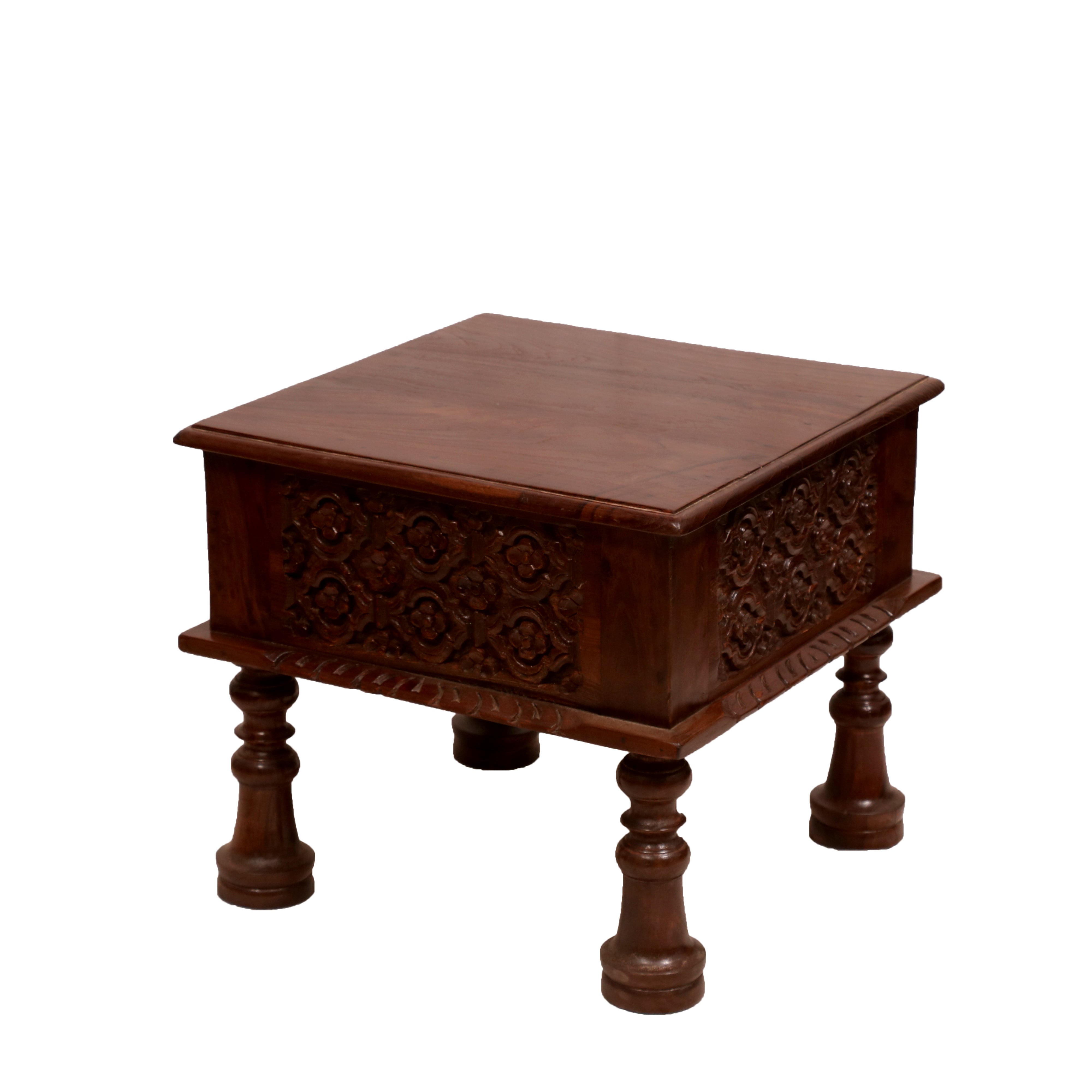 Rustic Carved End Table End Table