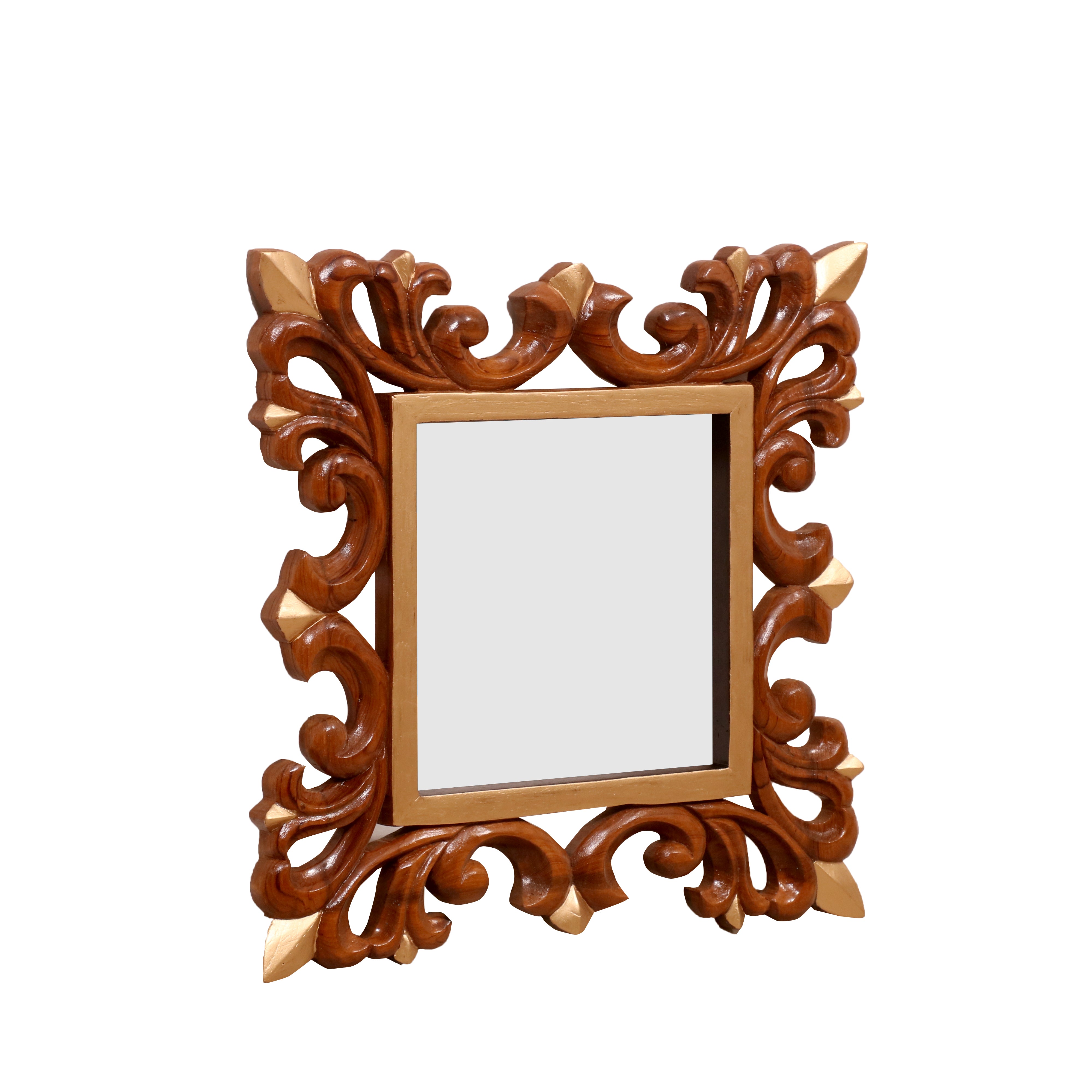 Wooden Square Mirror leaf style Mirror