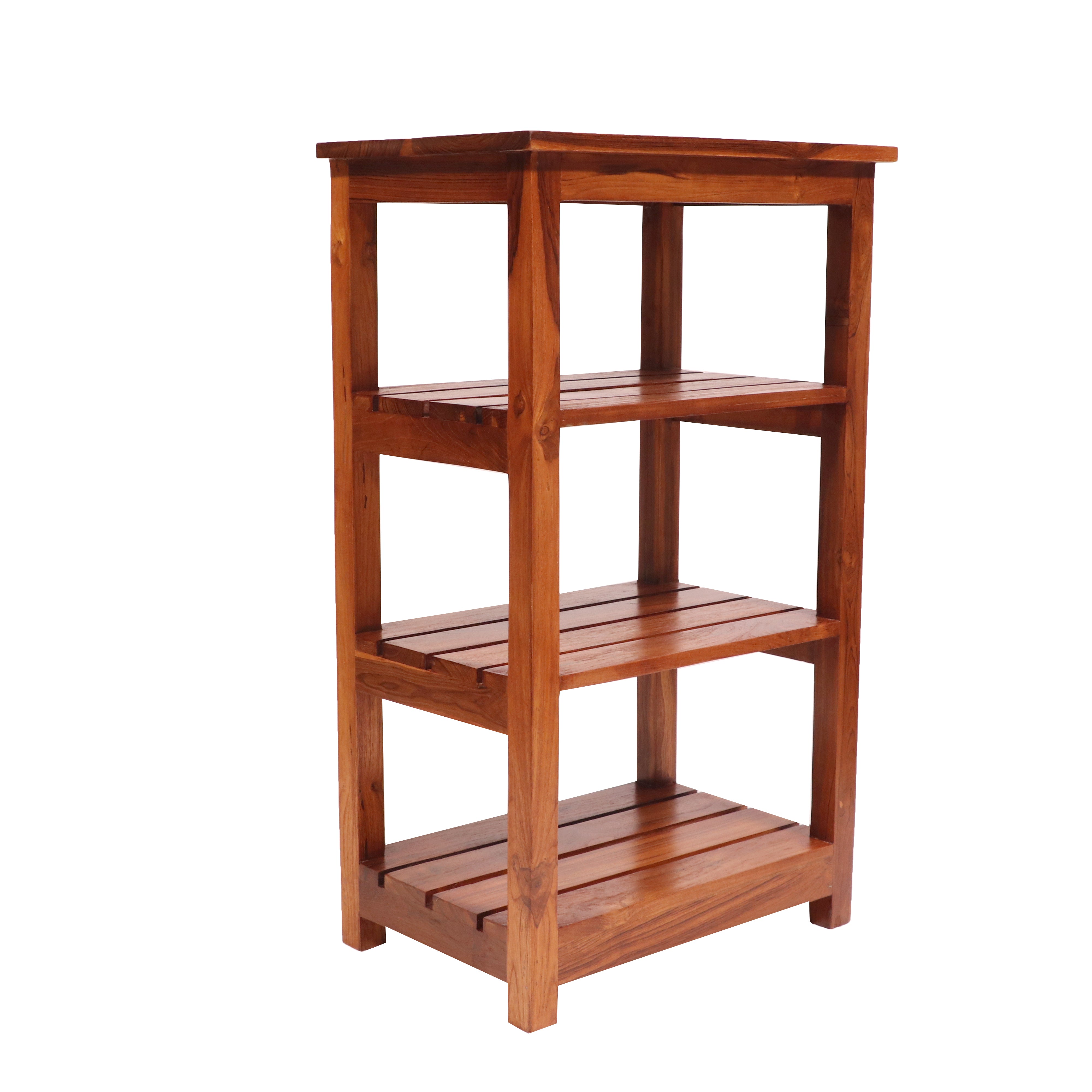Natural polish 3 Shelf teak wood Rack Rack