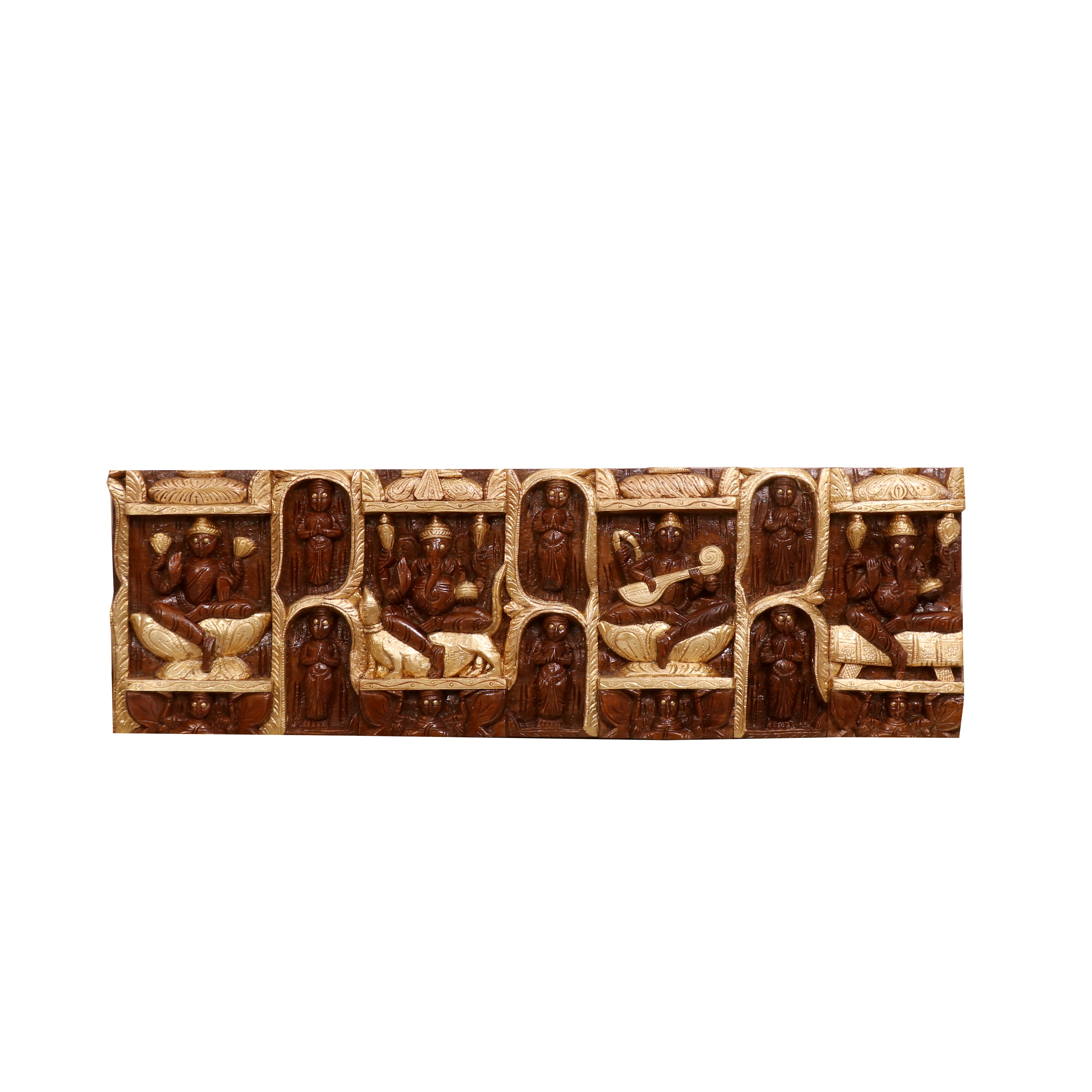 Long Carved Teak wood Panel Temple