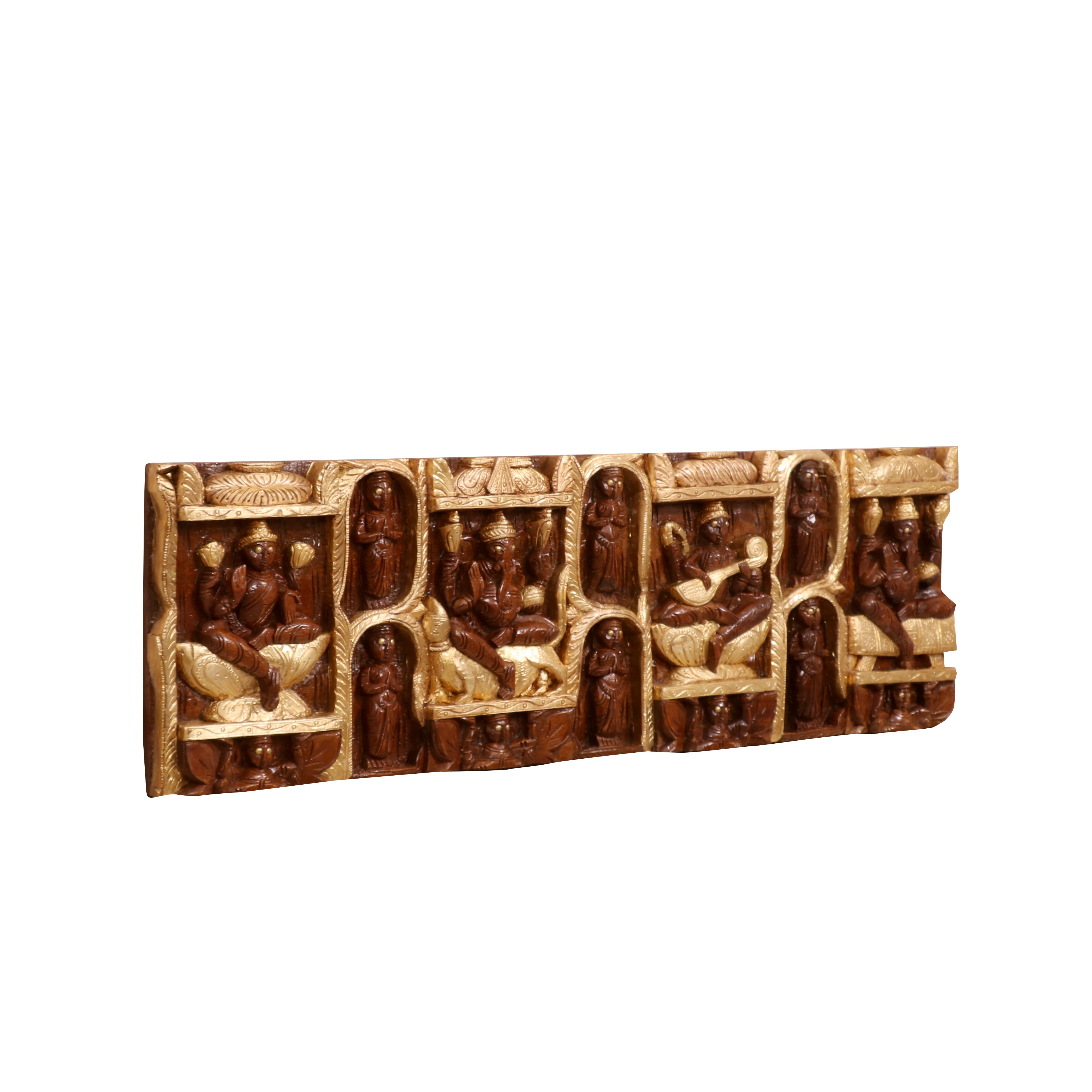 Long Carved Teak wood Panel Temple