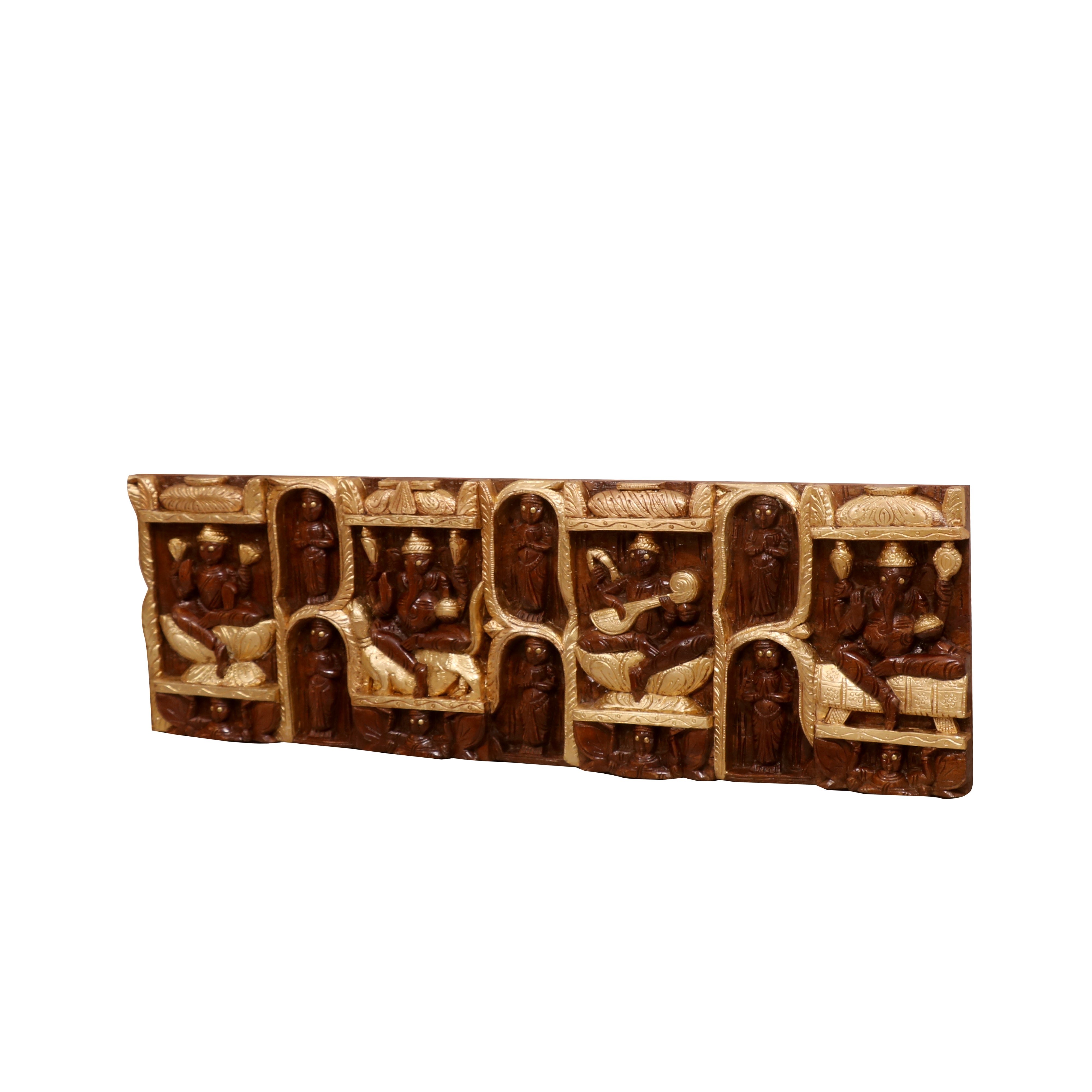 Long Carved Teak wood Panel Temple