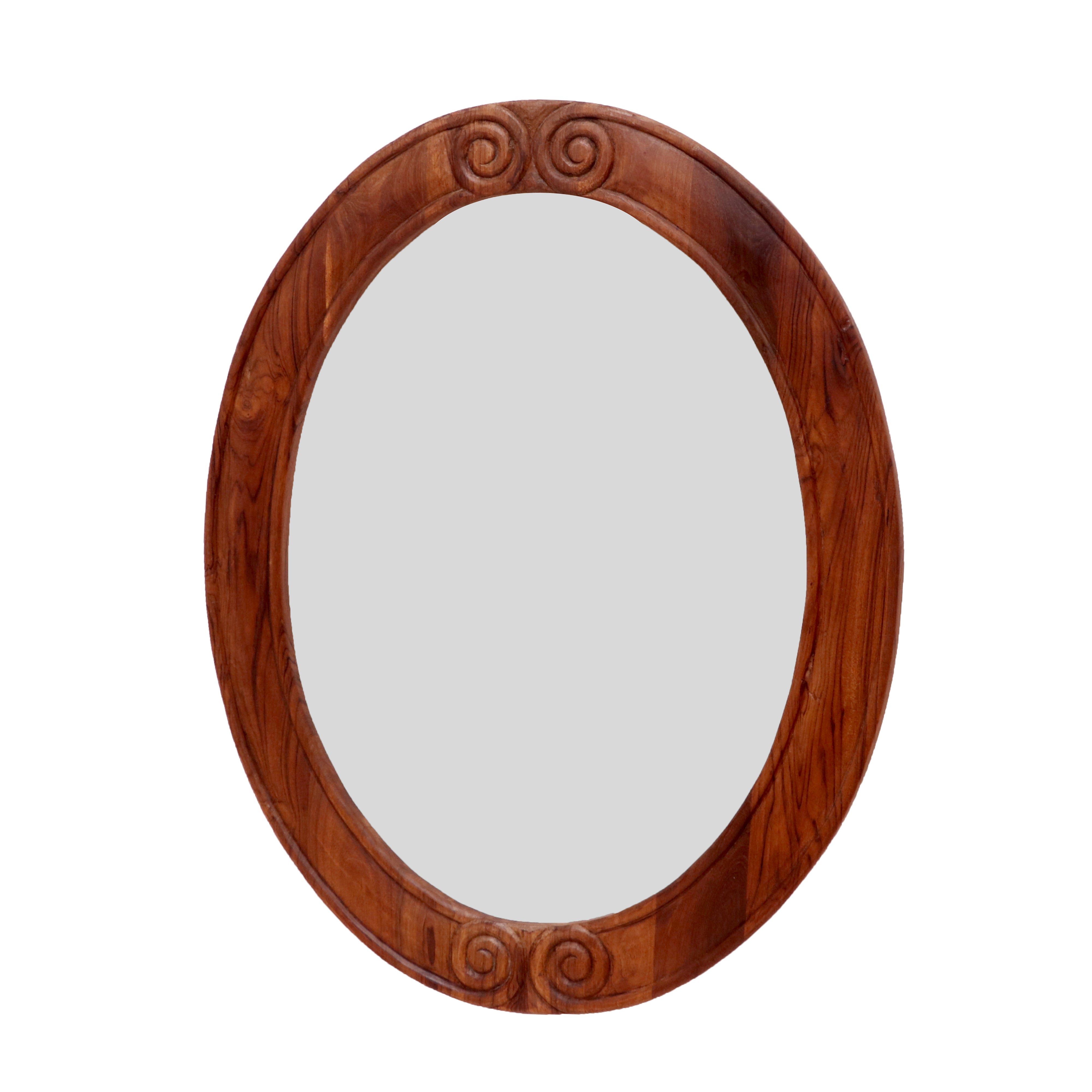 Oval shaped brown tone french wall hanging mirror Mirror