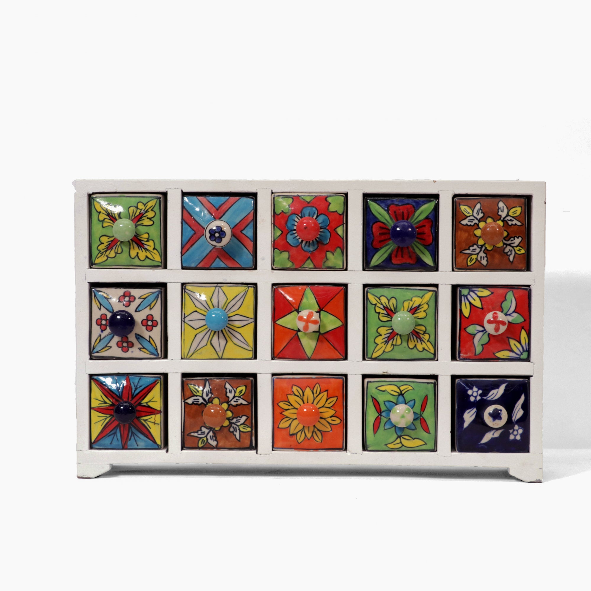 15 Drawer Ceramic Chest Desk Organizer