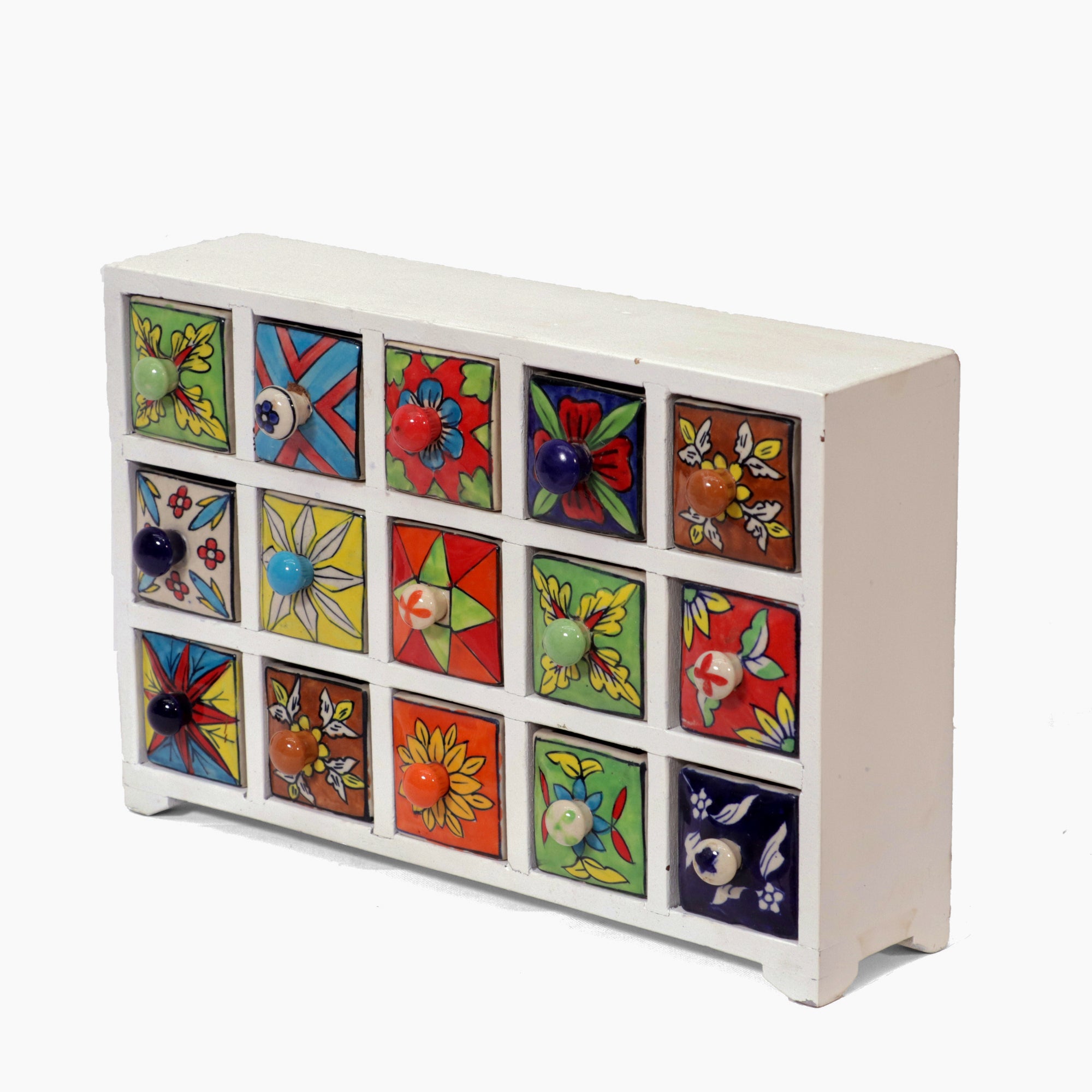 15 Drawer Ceramic Chest Desk Organizer