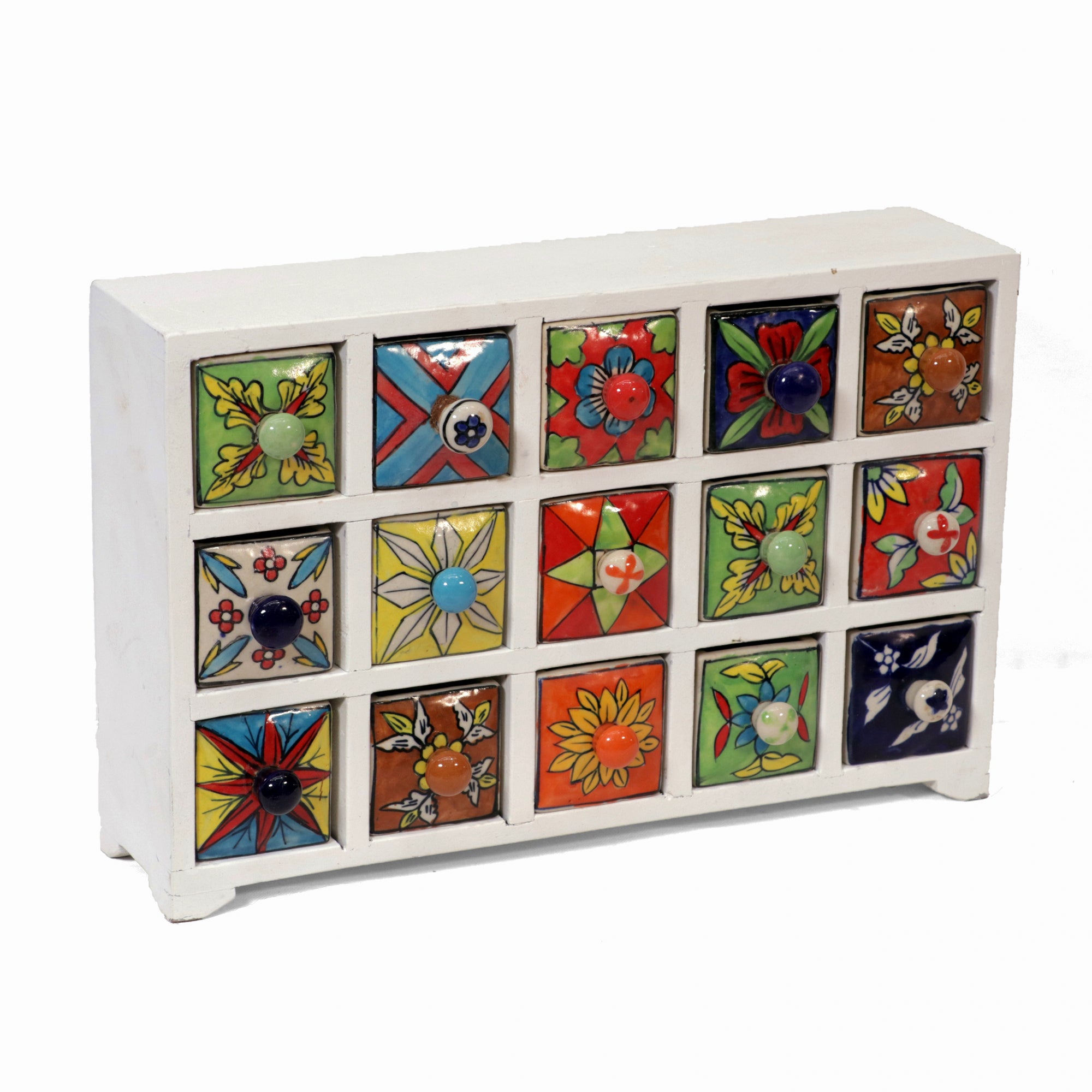 15 Drawer Ceramic Chest Desk Organizer