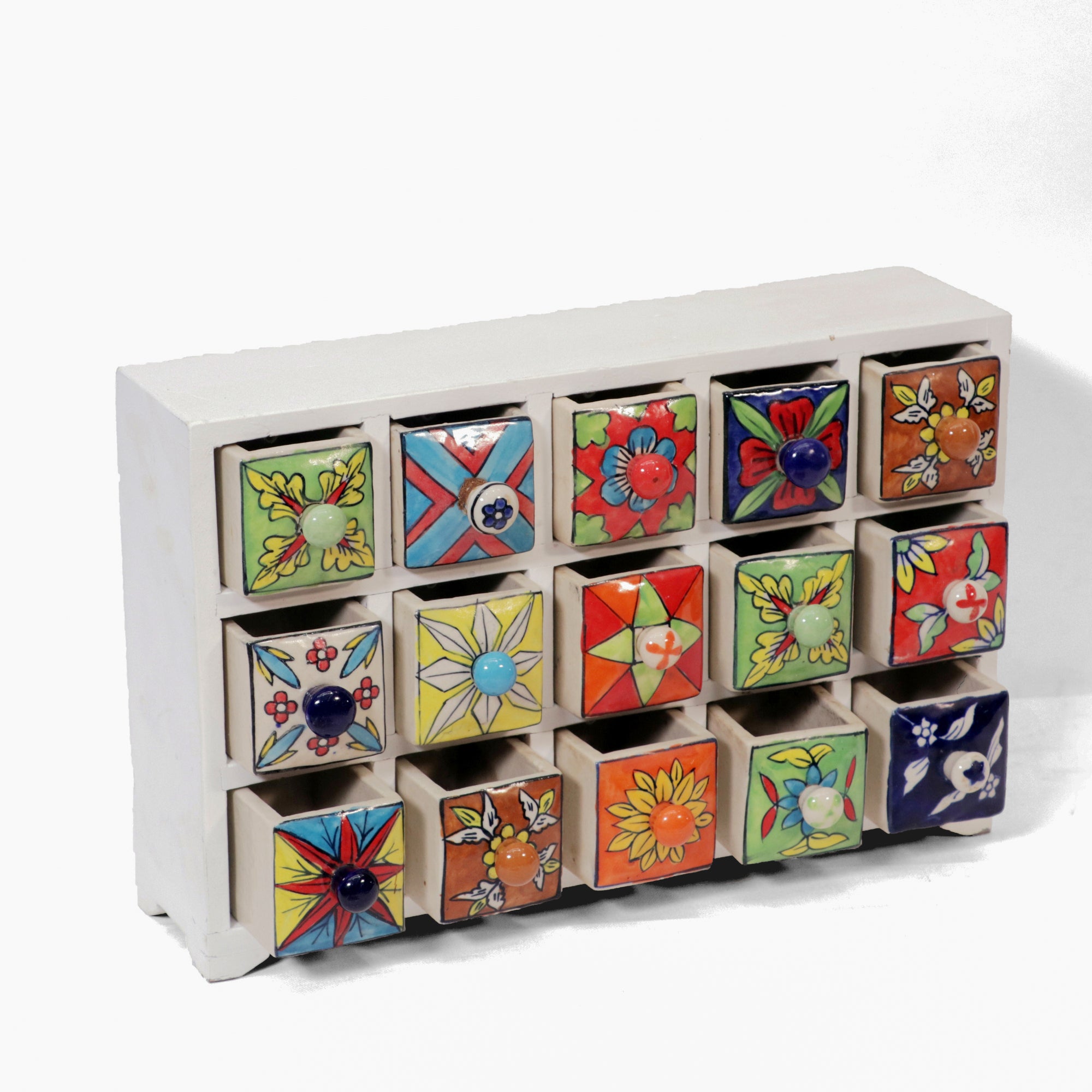15 Drawer Ceramic Chest Desk Organizer