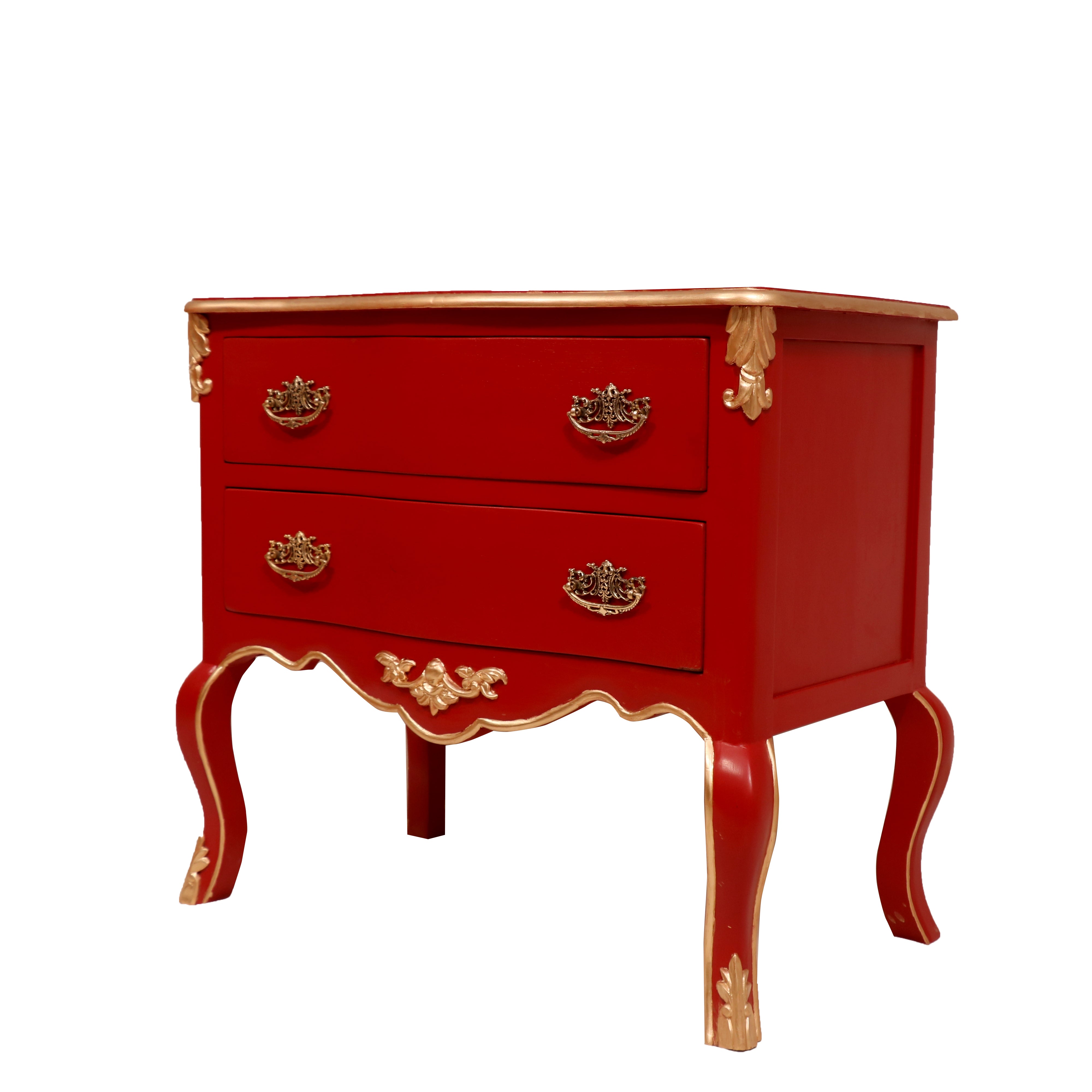 Royal Red Two-tiered Chest of Drawers Drawer's Chest