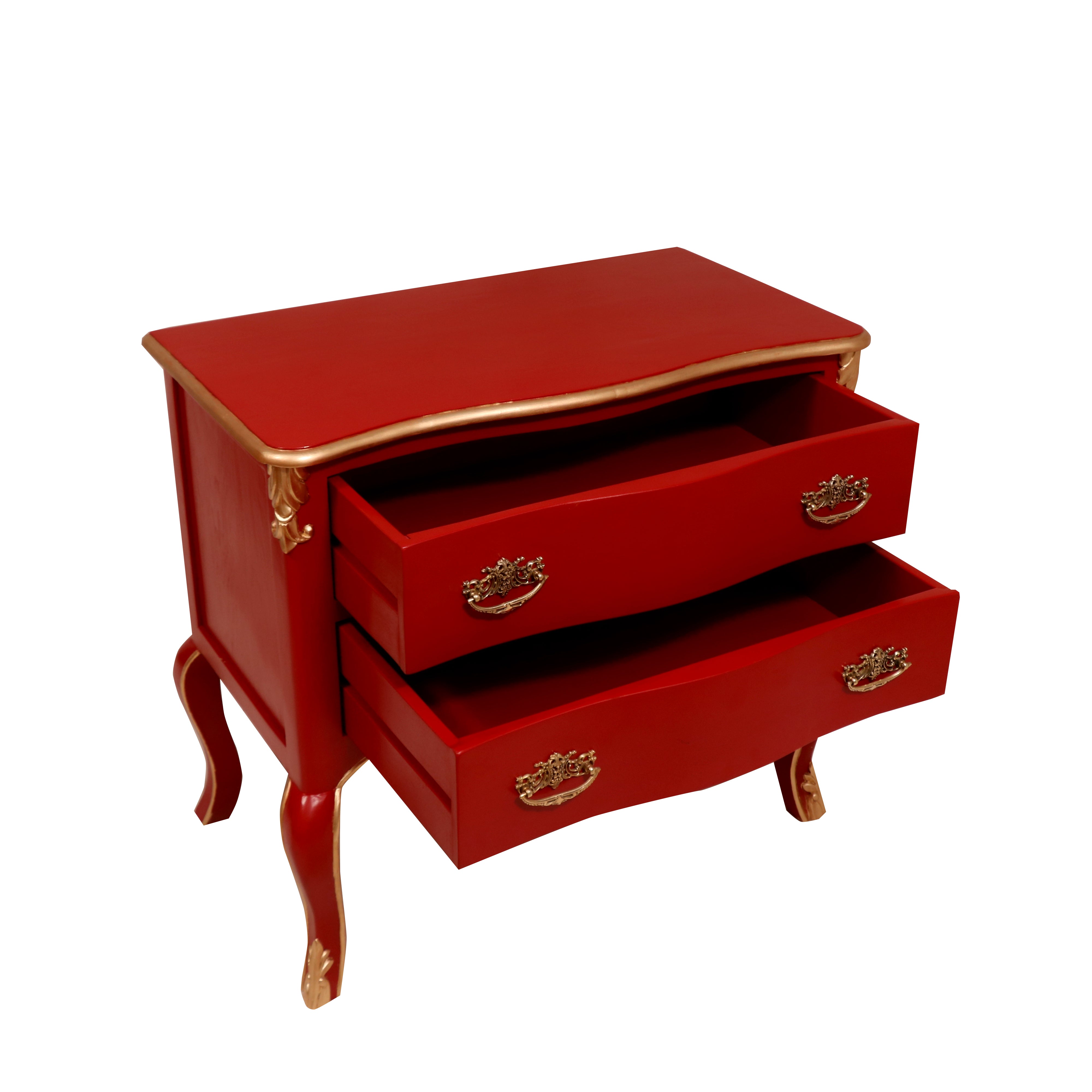 Royal Red Two-tiered Chest of Drawers Drawer's Chest