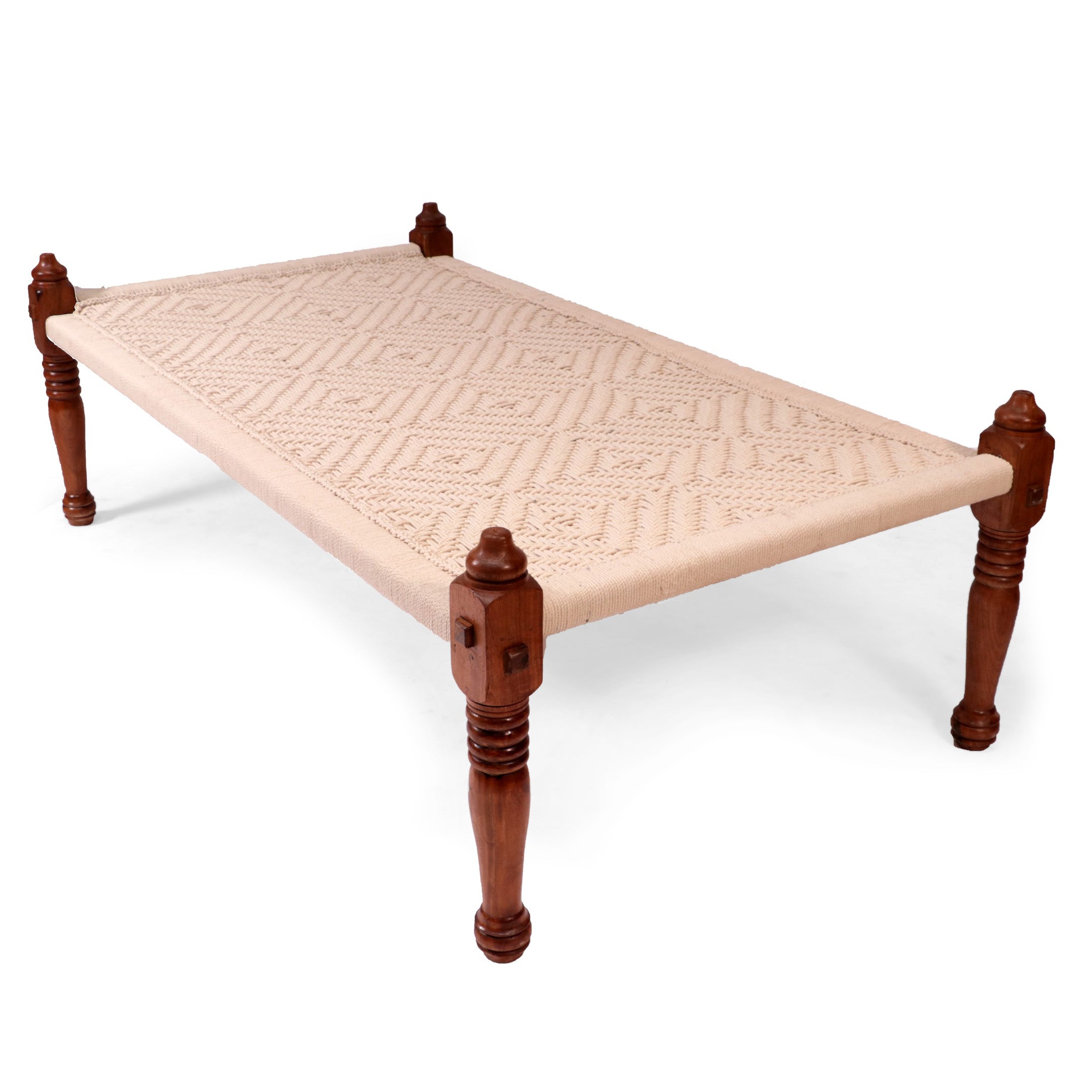 Wooden White Weave Indian Daybed Daybed