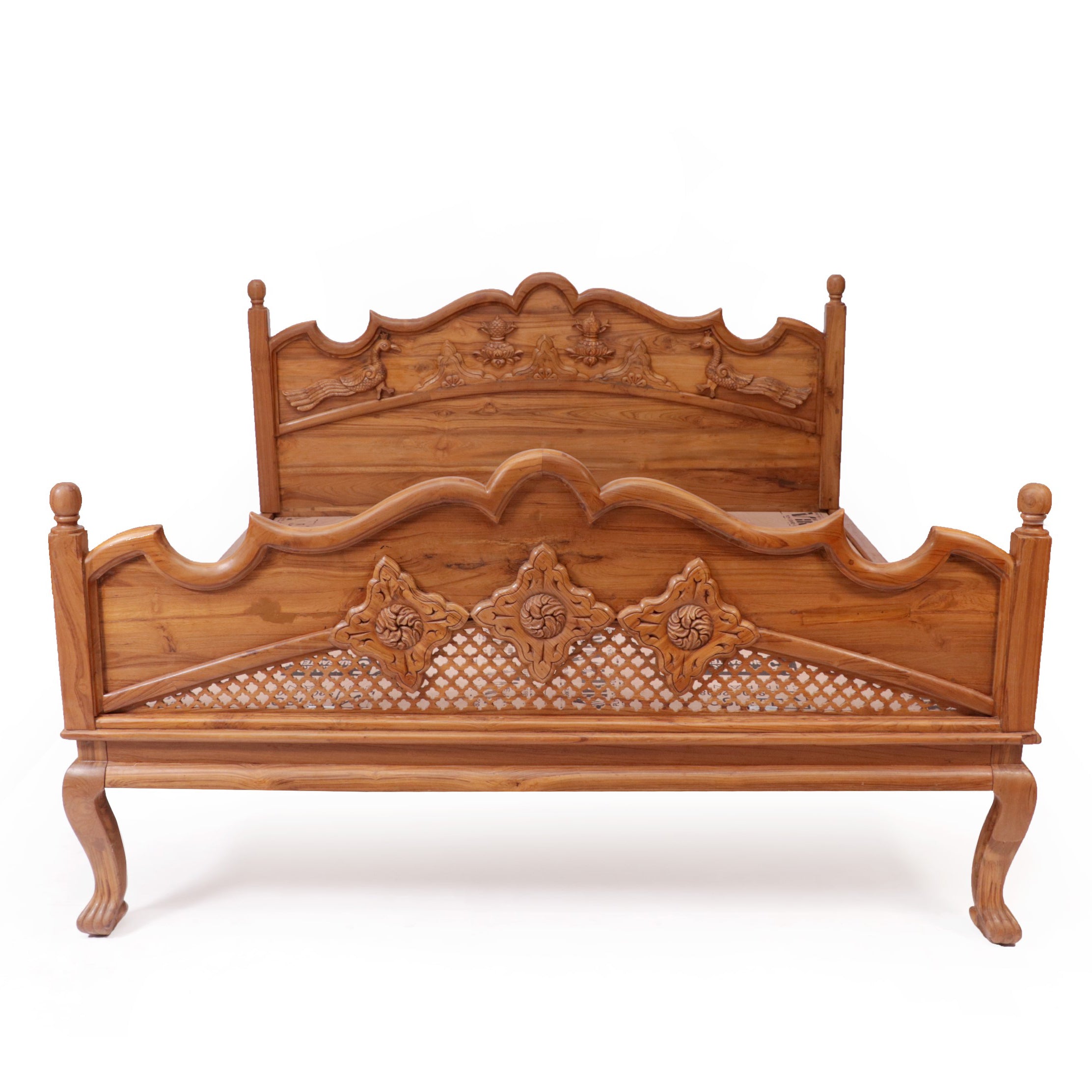 Teak Wood Light Brown-Finish Bed Bed