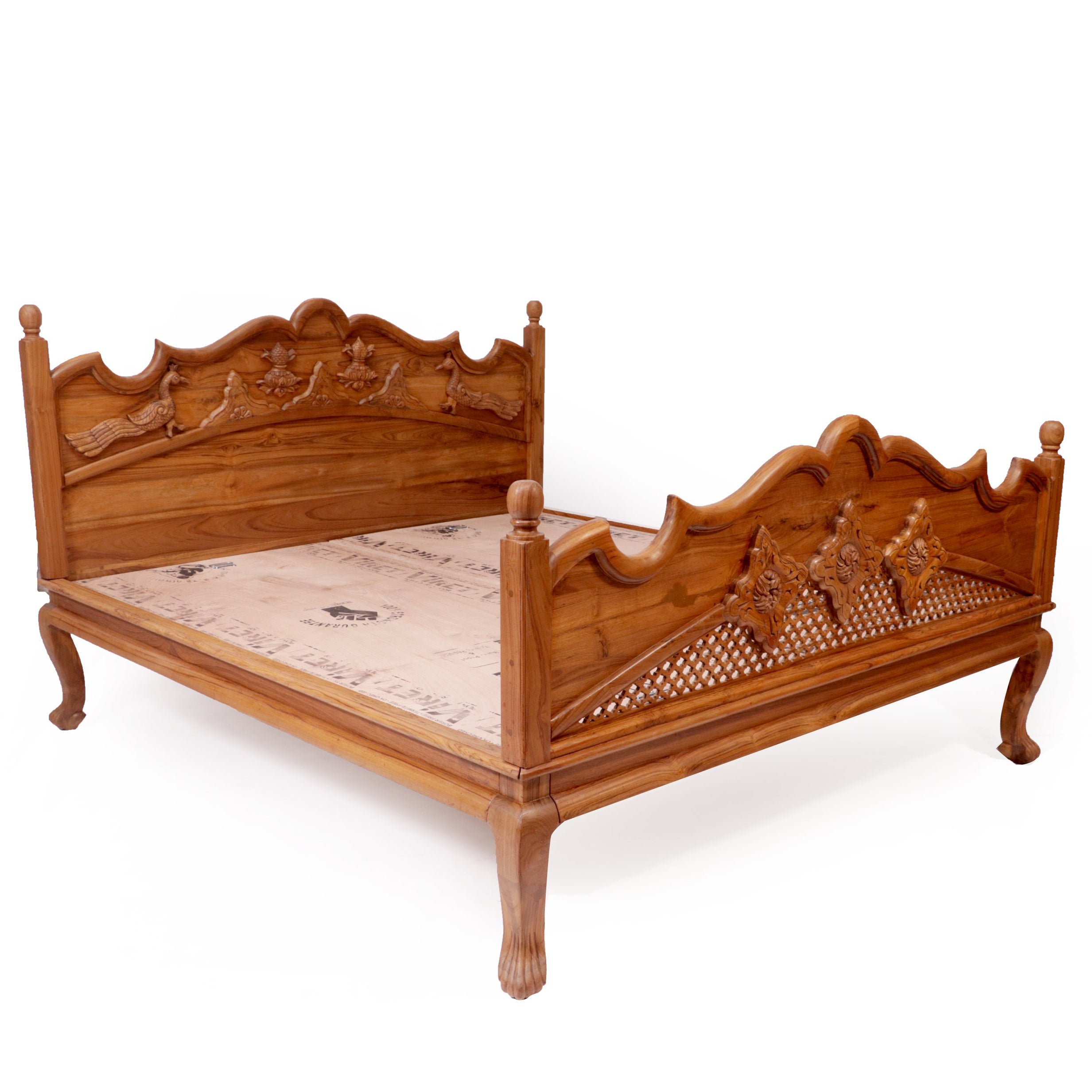 Teak Wood Light Brown-Finish Bed Bed
