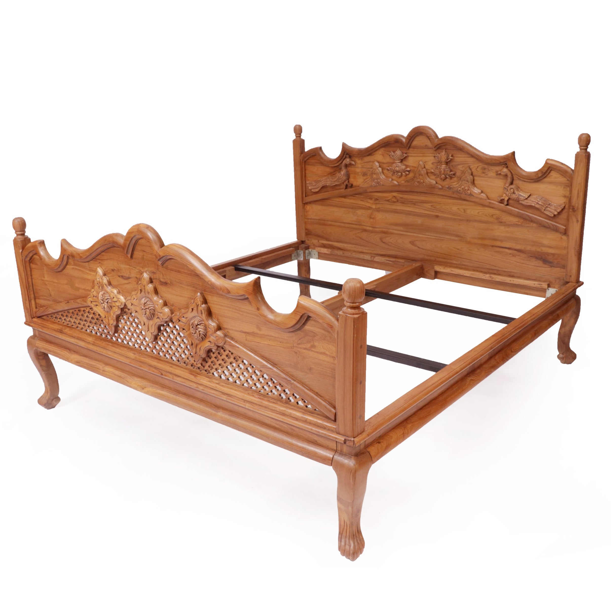 Teak Wood Light Brown-Finish Bed Bed