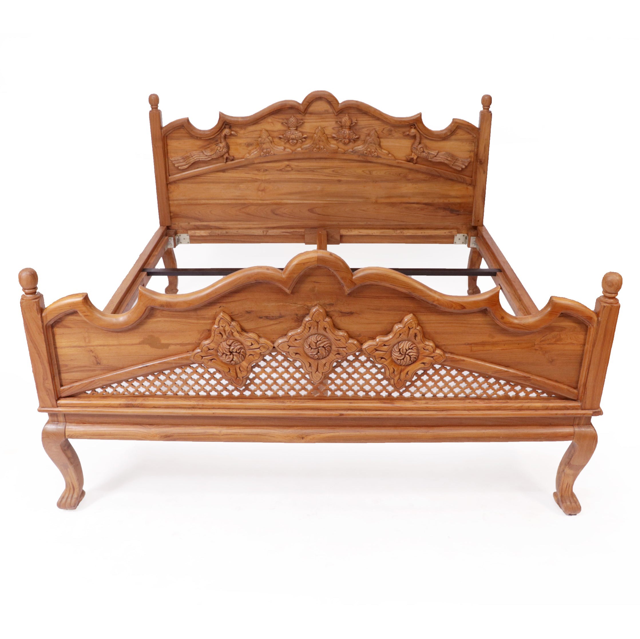 Teak Wood Light Brown-Finish Bed Bed