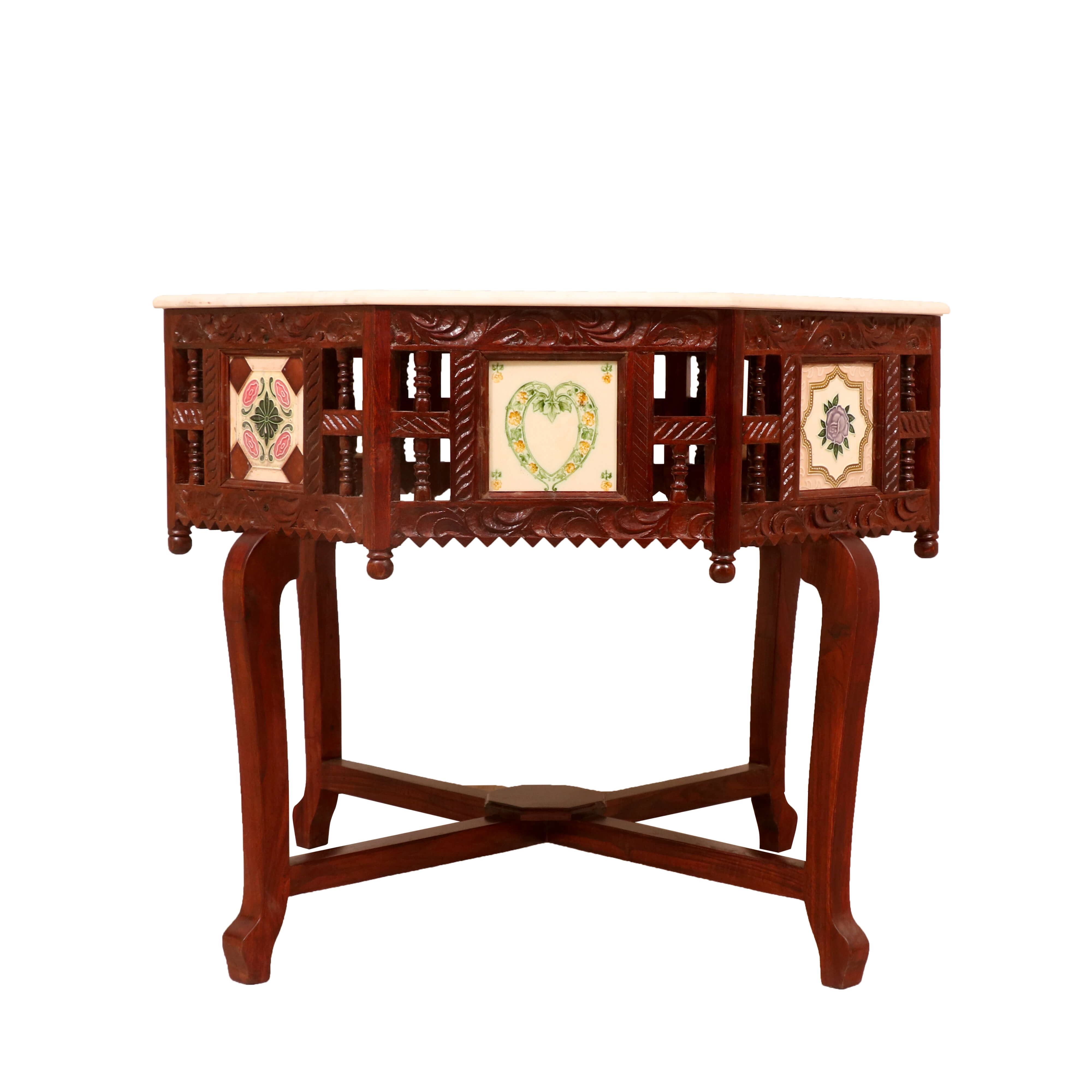 White Round Table End Table