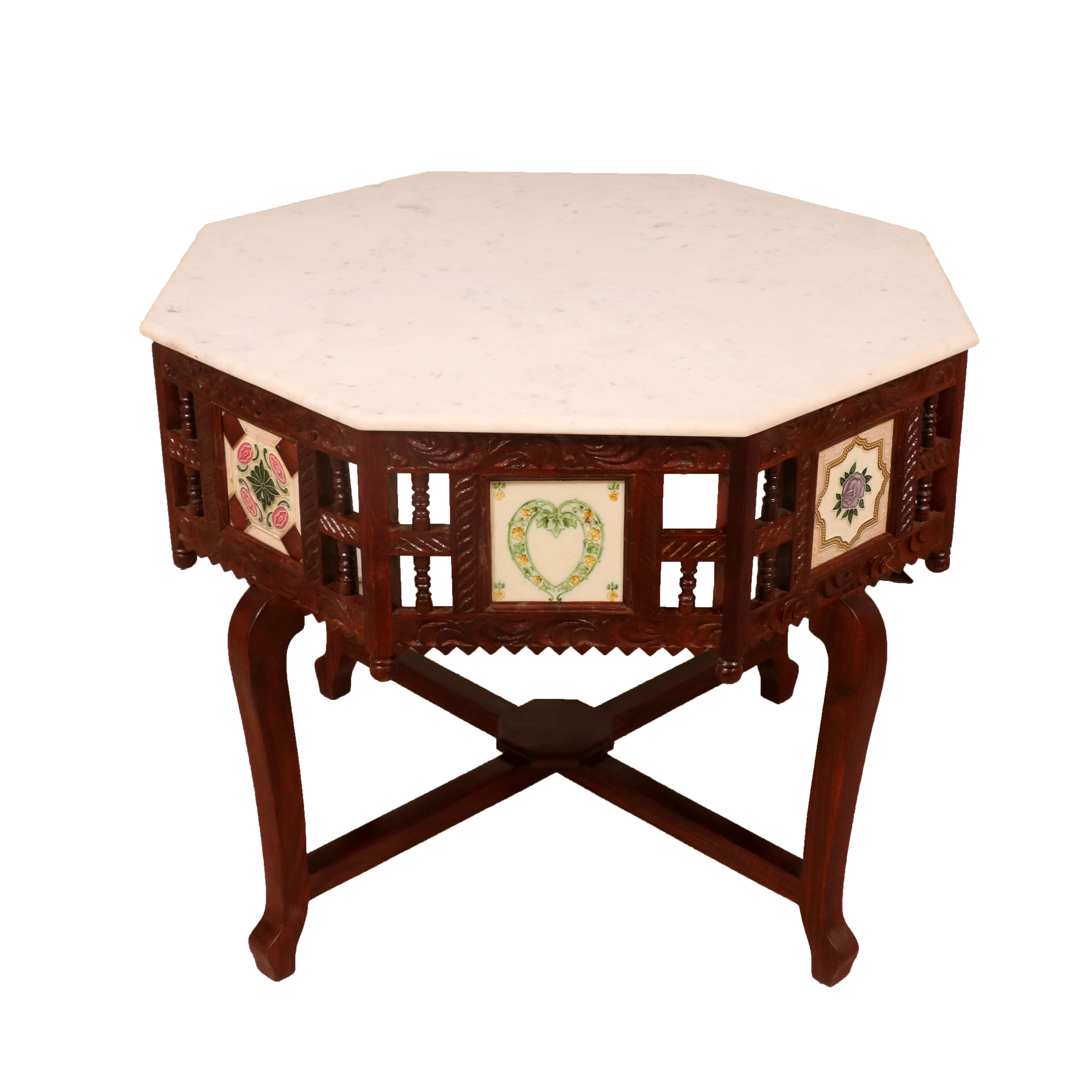 White Round Table End Table