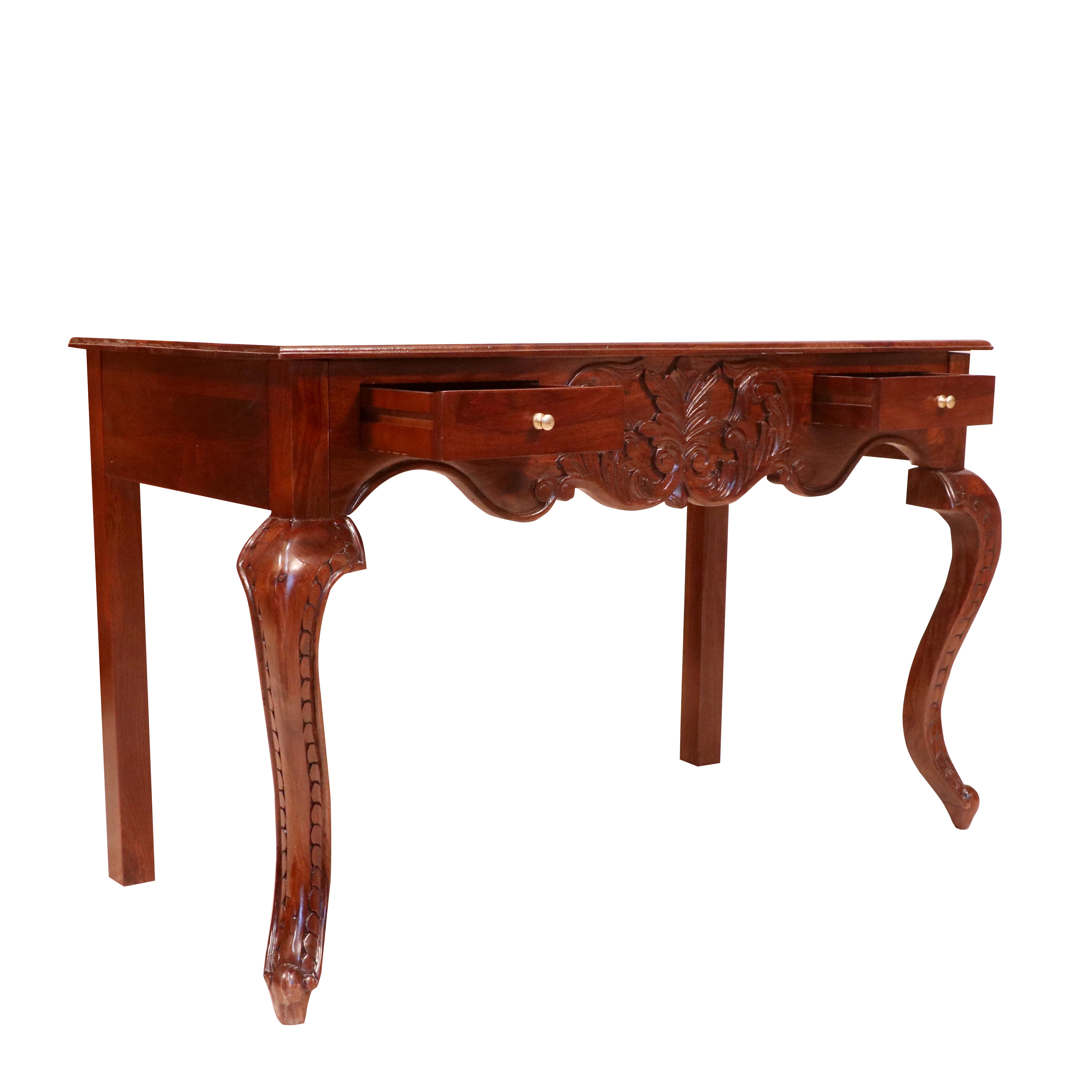 Solid wood 2 drawer console table with carving Console Table