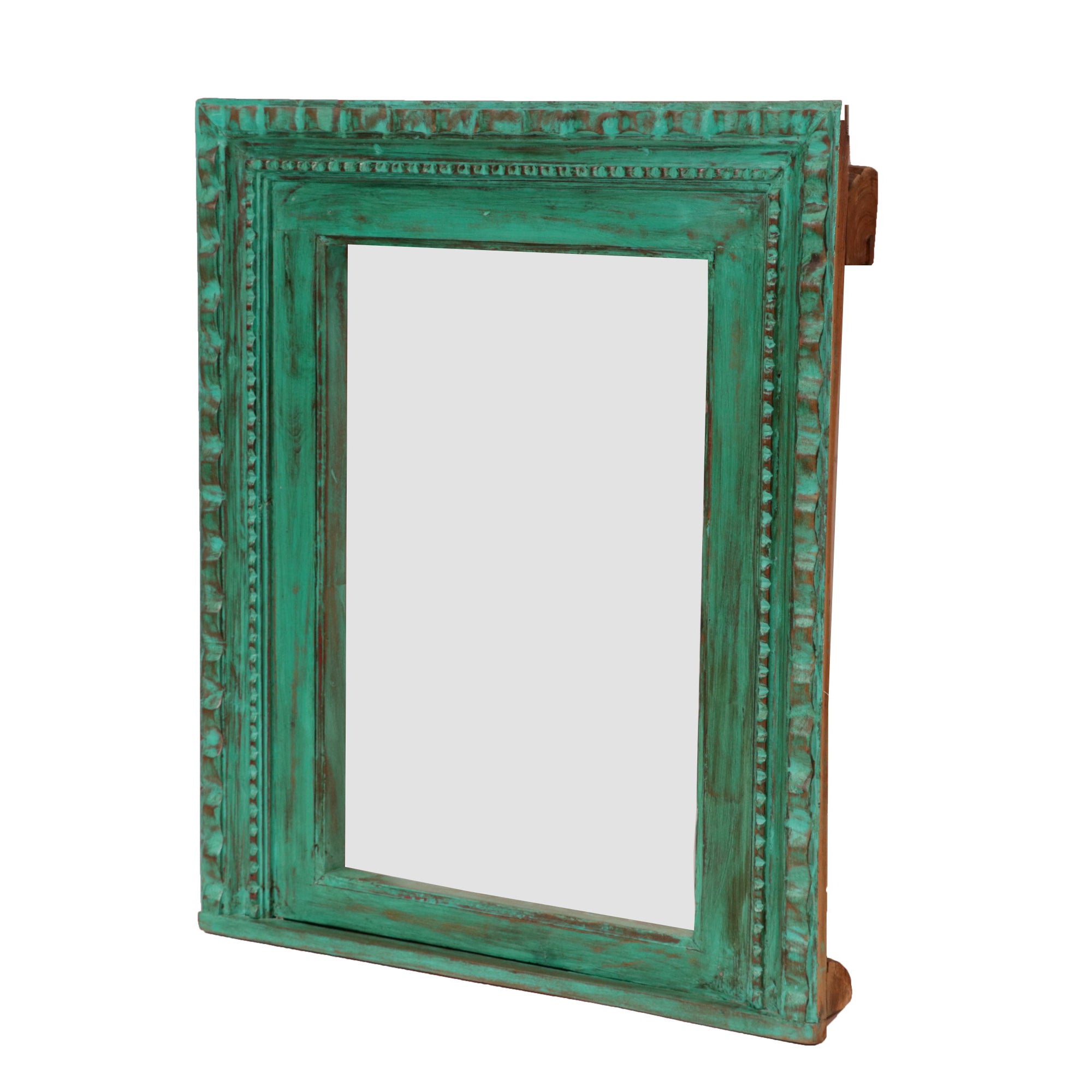 Wooden Carved Green Distressed Mirror Mirror
