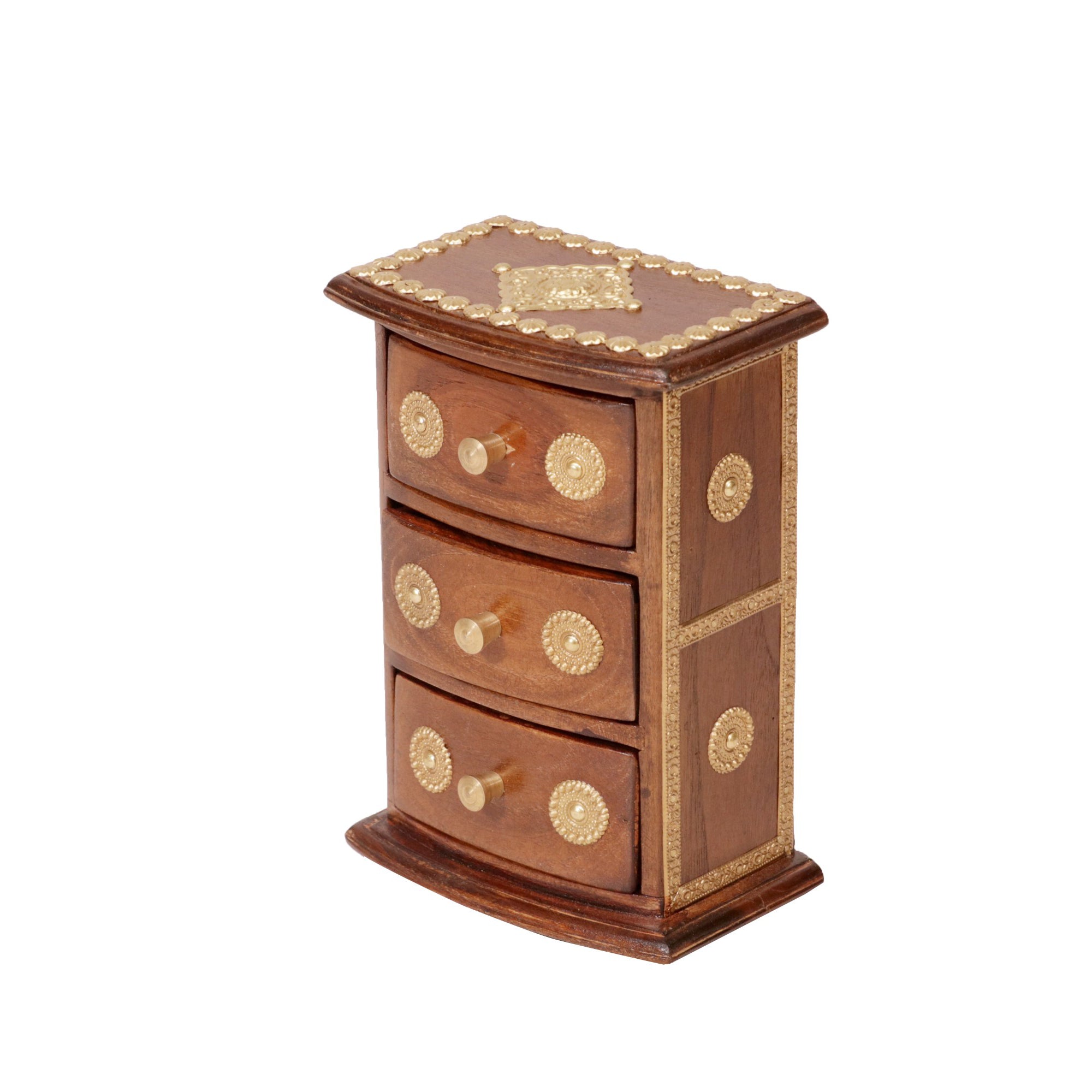 Brass fitted 3 drawers miniature desk organiser drawers chest Desk Organizer